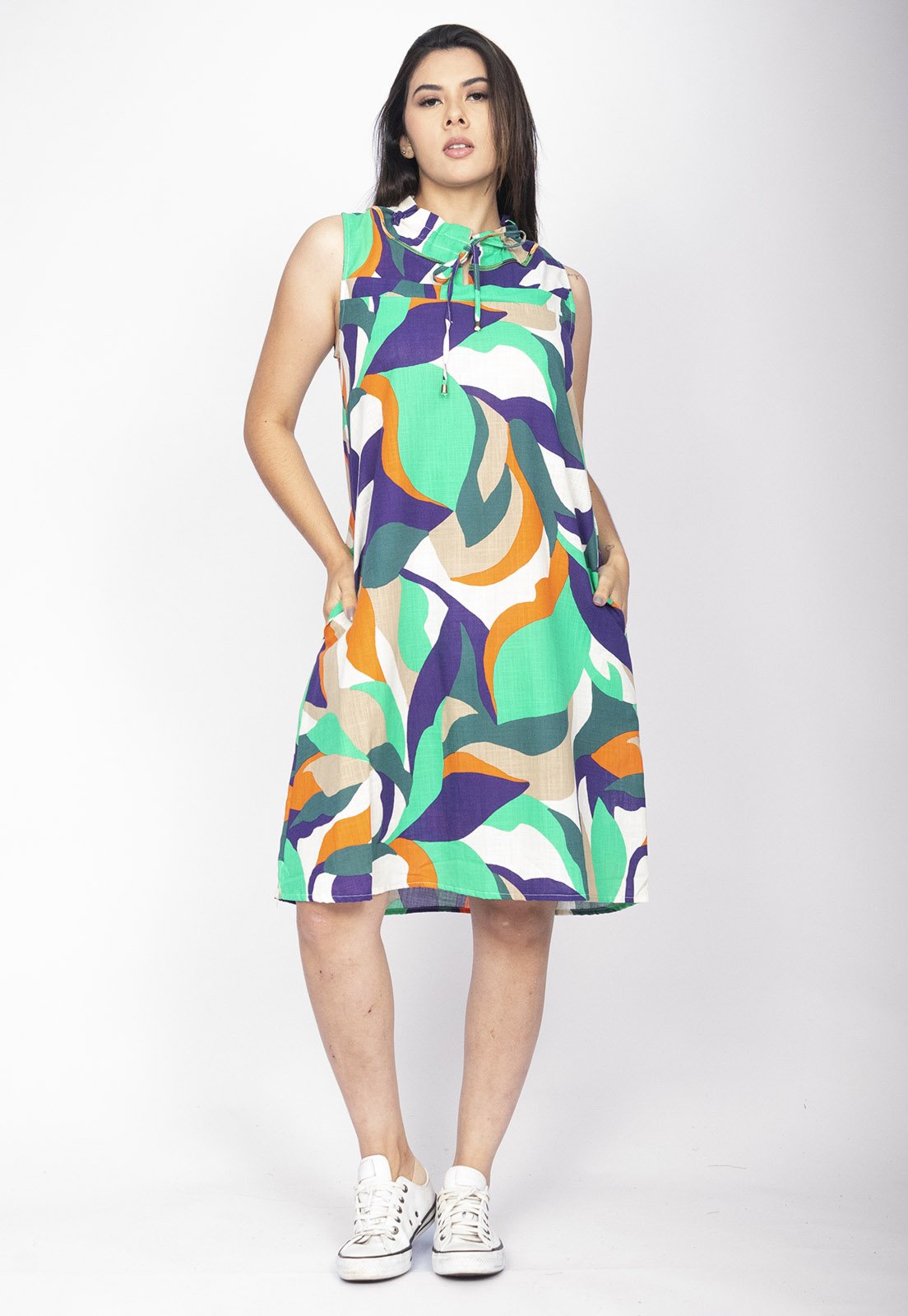 Vestido Midi Cabanafree Viscose Piaf Brisa do Mar