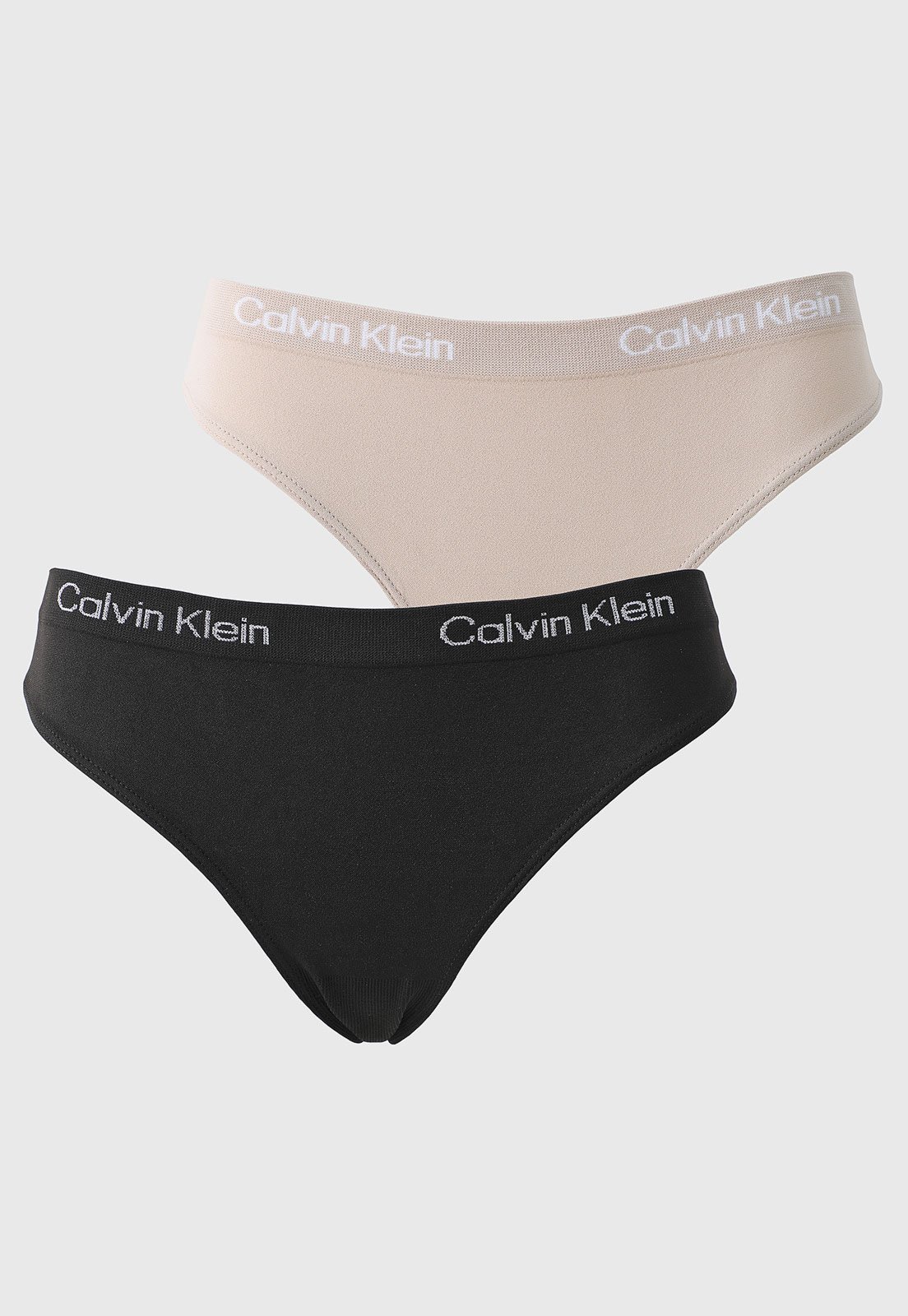 Kit 2pçs Calcinha Calvin Klein Underwear Tanga Microfibra Seamle Preta