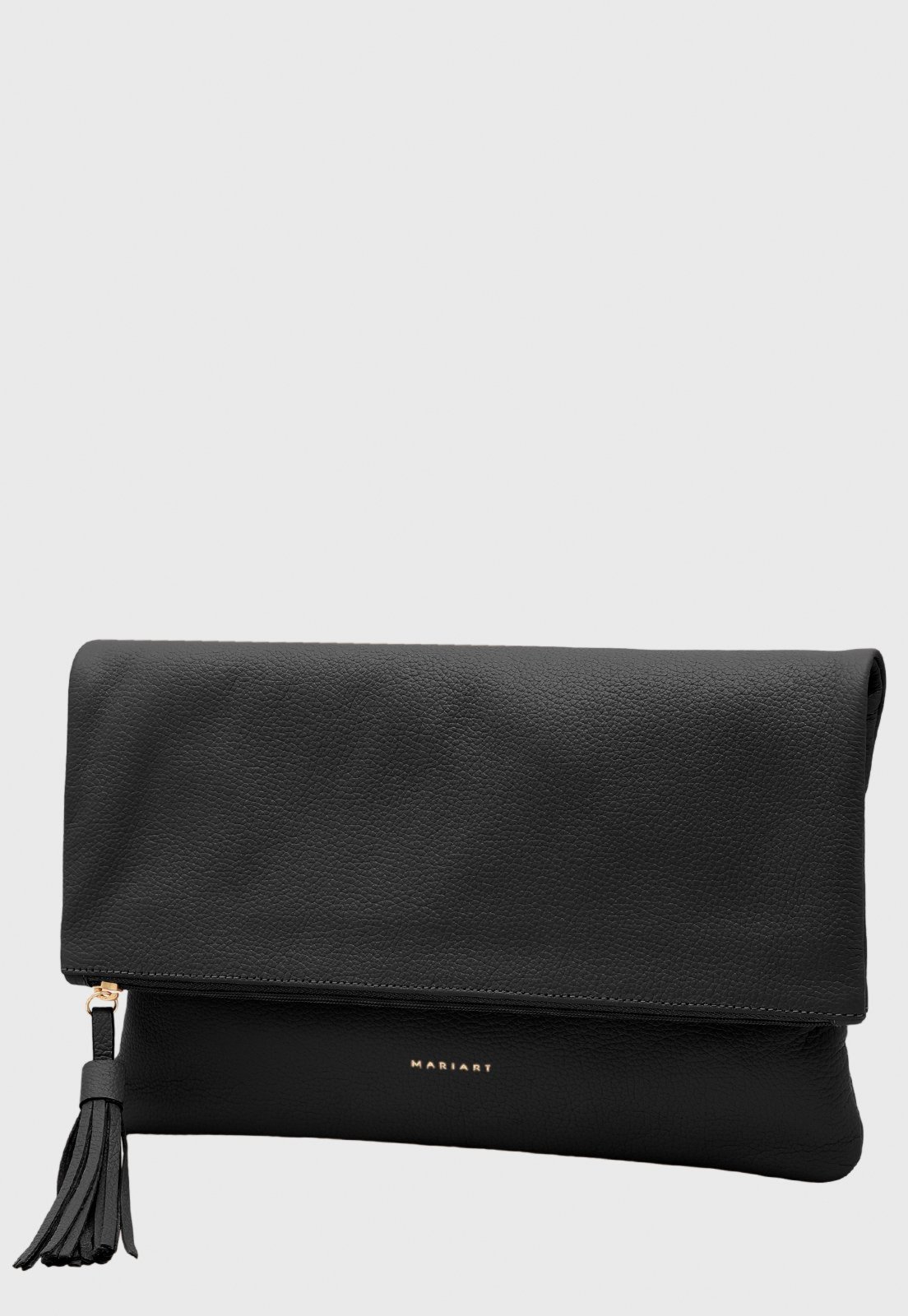 Vista 2 Bolsa Carteira Clutch Couro Mariart Hibisco Preta preto preto
