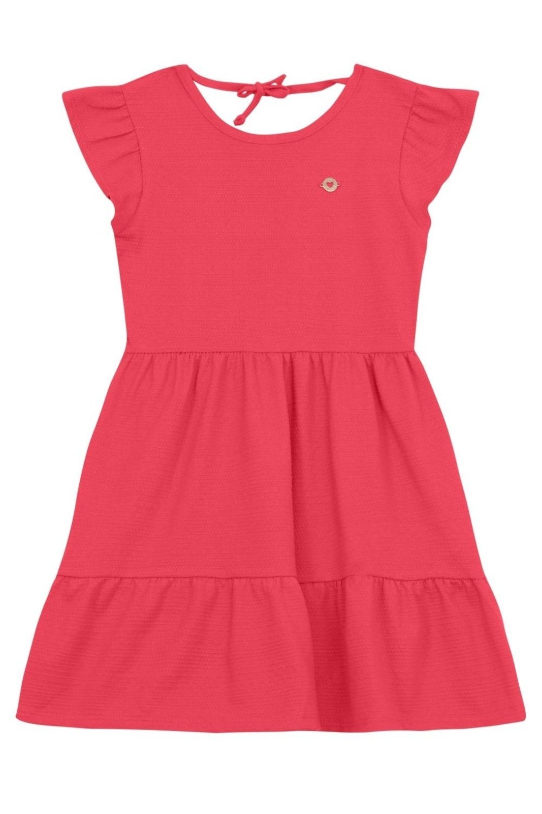 Infantil - Vestido menina em malha listrada Brandili -Vermelho