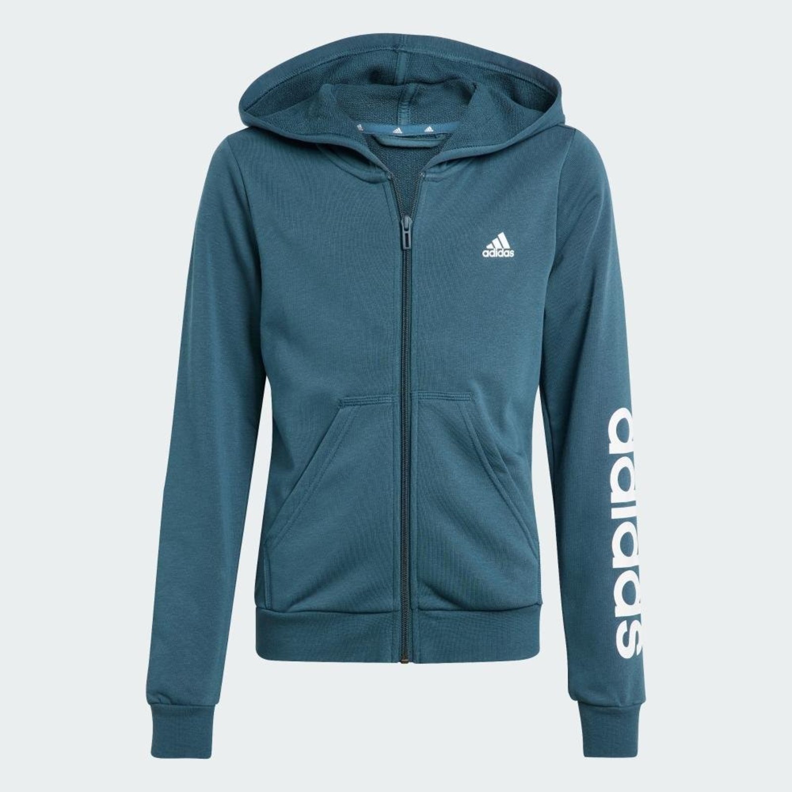 Infantil - Moletom Capuz Zíper Essentials Linear Logo adidas Sportswear Azul