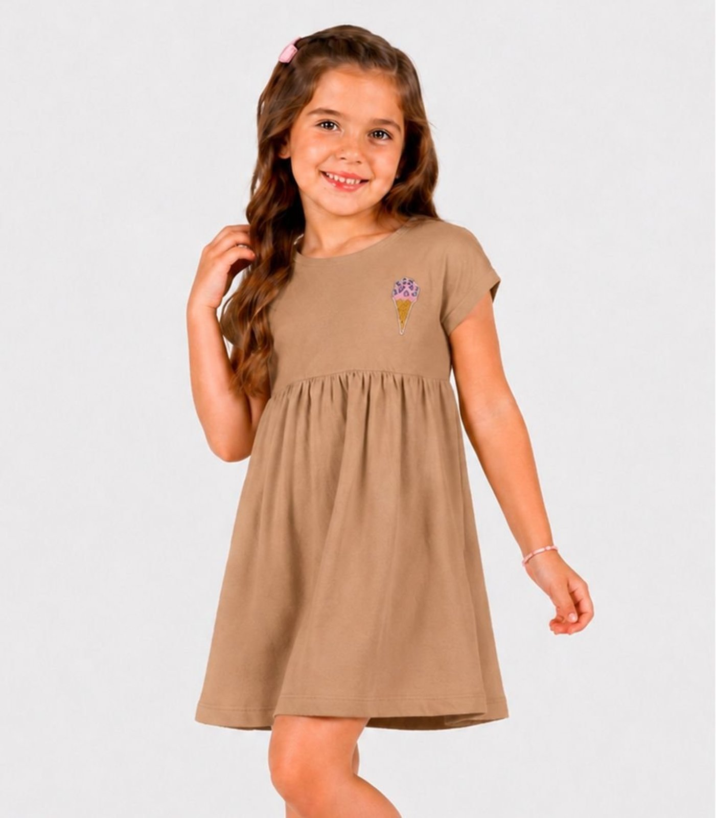 Infantil - Vestido Com Termocolante Select Marrom