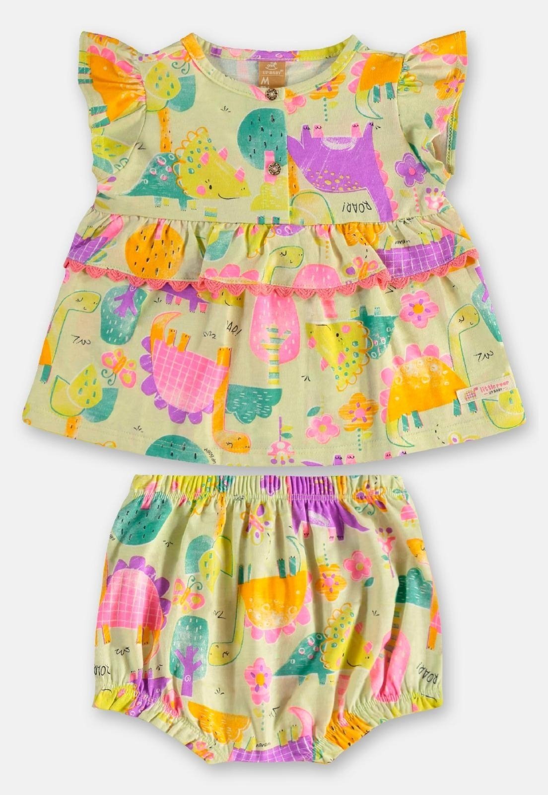 Infantil - Conjunto Bata Calcinha Dinossauros Up Baby Verde
