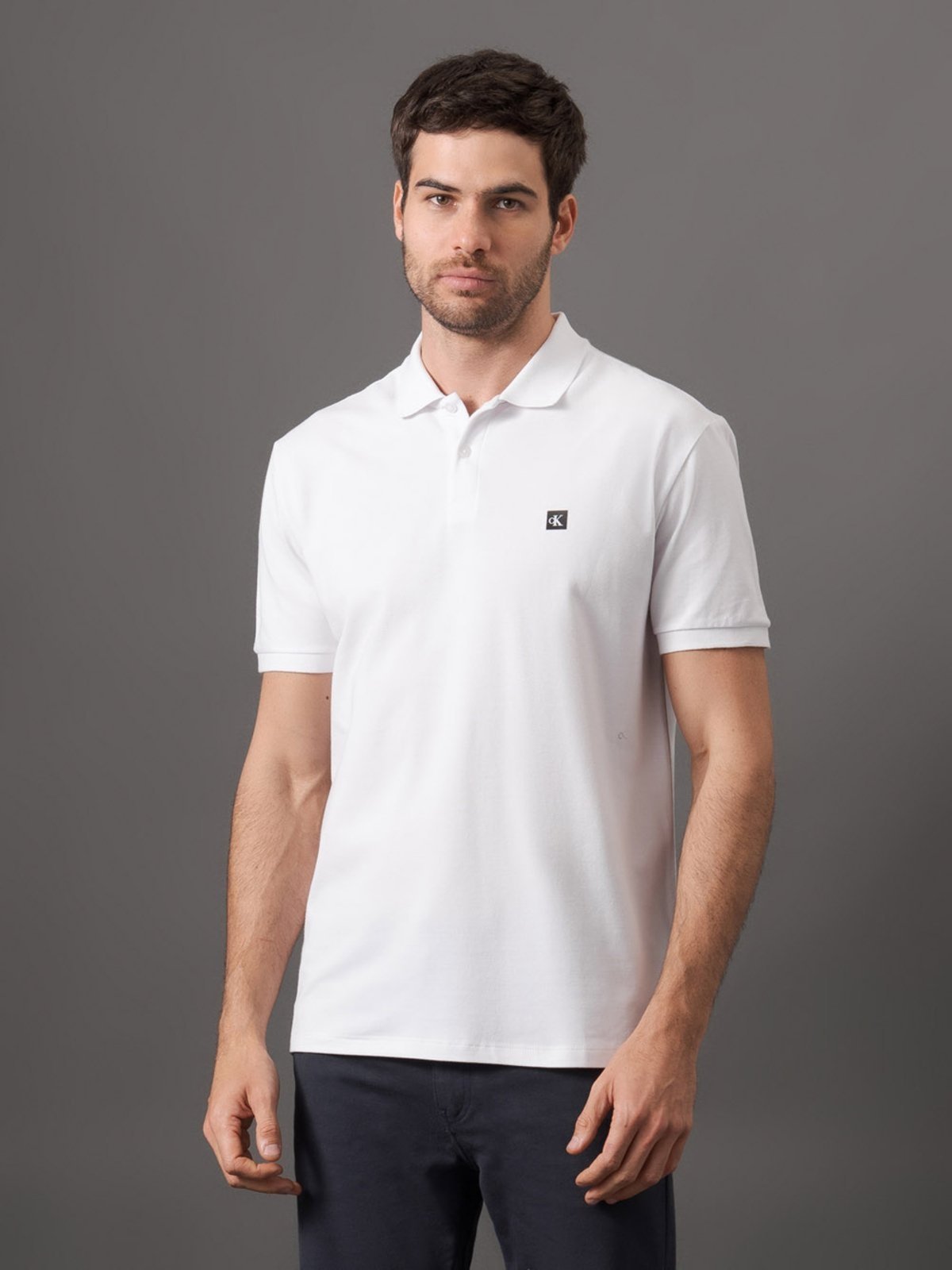 Polo Masculina Manga Curta Piquet Calvin Klein Jeans - Branco 2 Calvin Klein Jeans