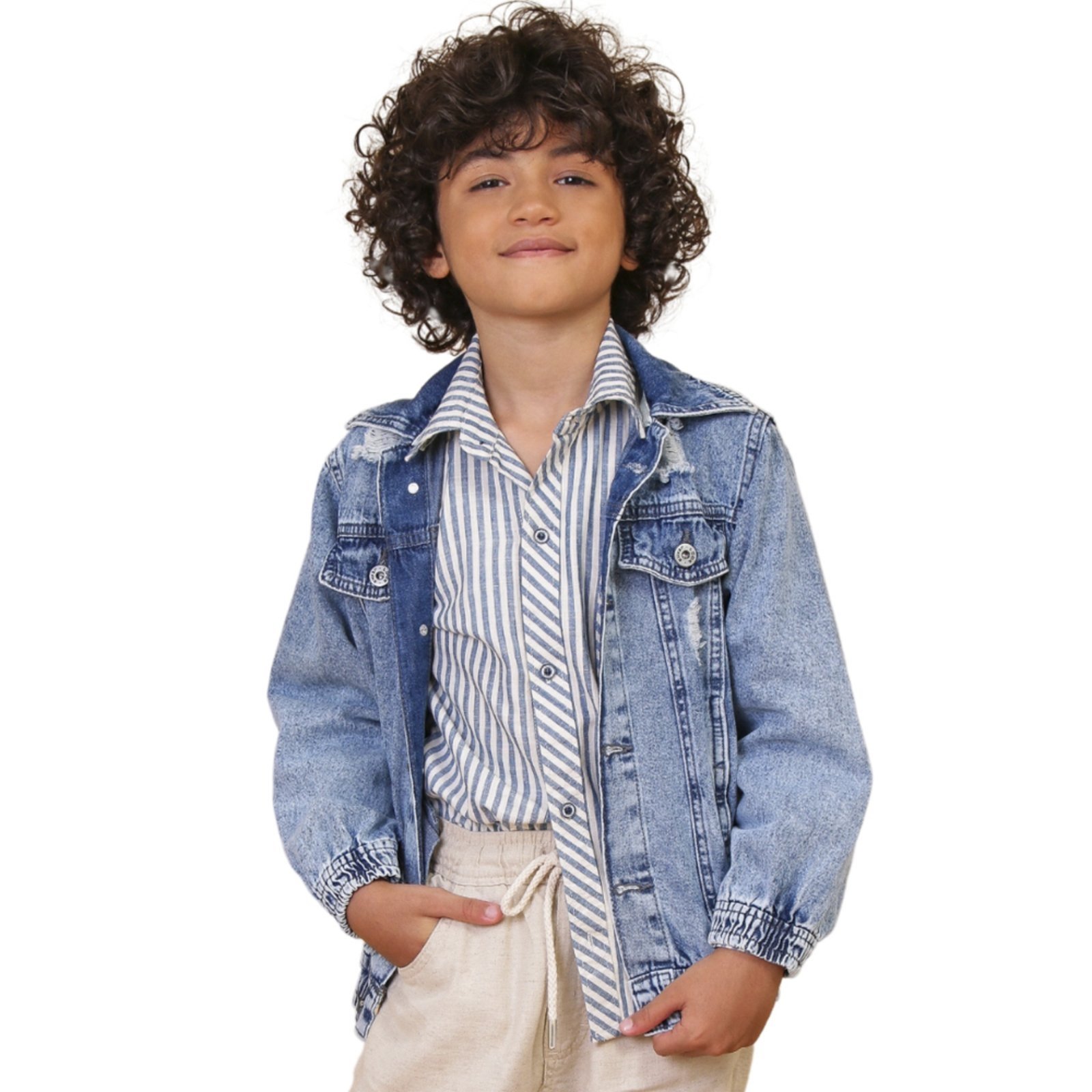 Infantil - Jaqueta Juvenil Look Jeans Vintage Jeans
