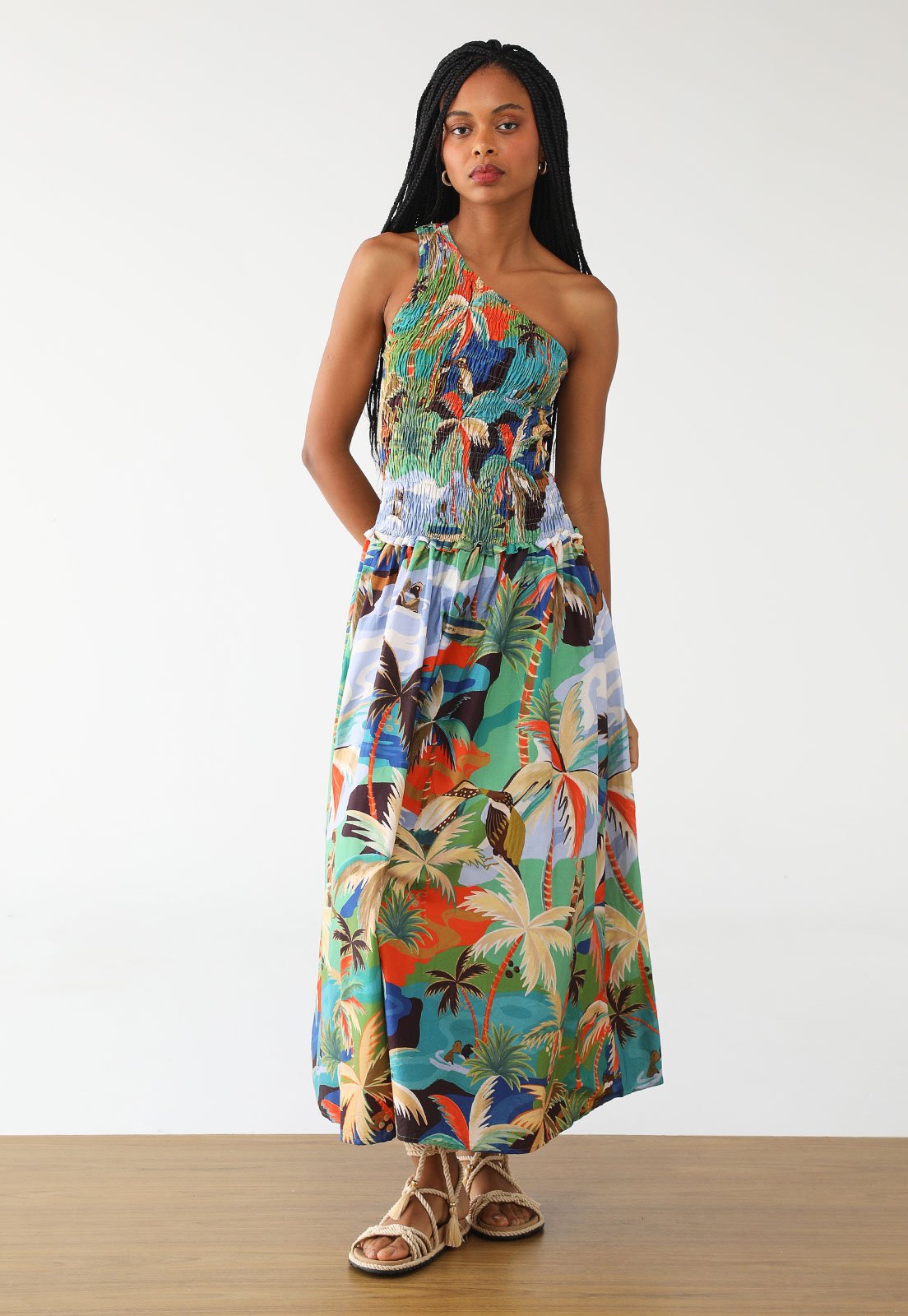 Vestido FARM Longo Bem Querer Azul