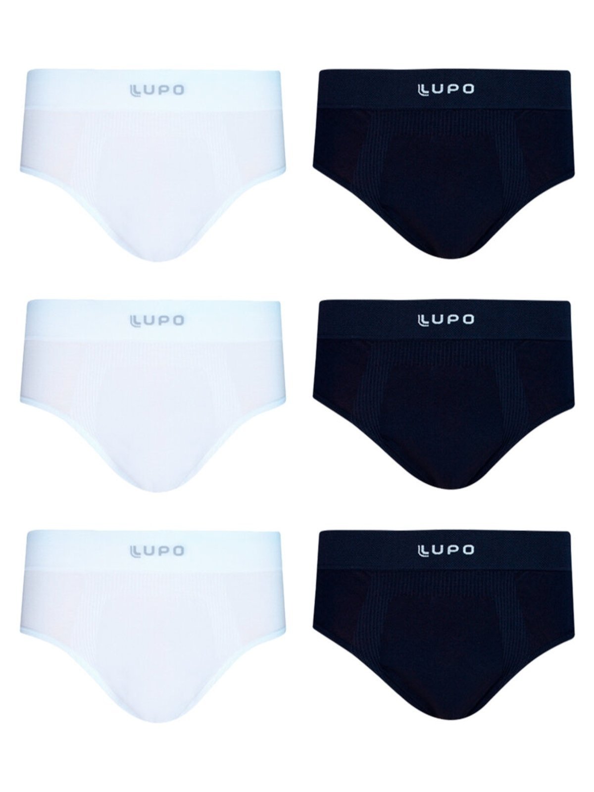 Kit com 6 Cuecas Lupo Slip Micromodal 681-001 Branca+Preta