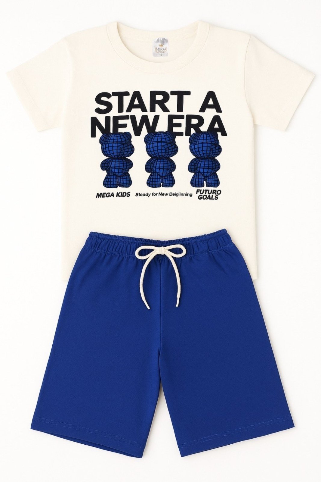 Vista 3 Infantil - Conjunto Verão Masculino Start a new era - Off White Mega Kids unico white Mega Kids unico white