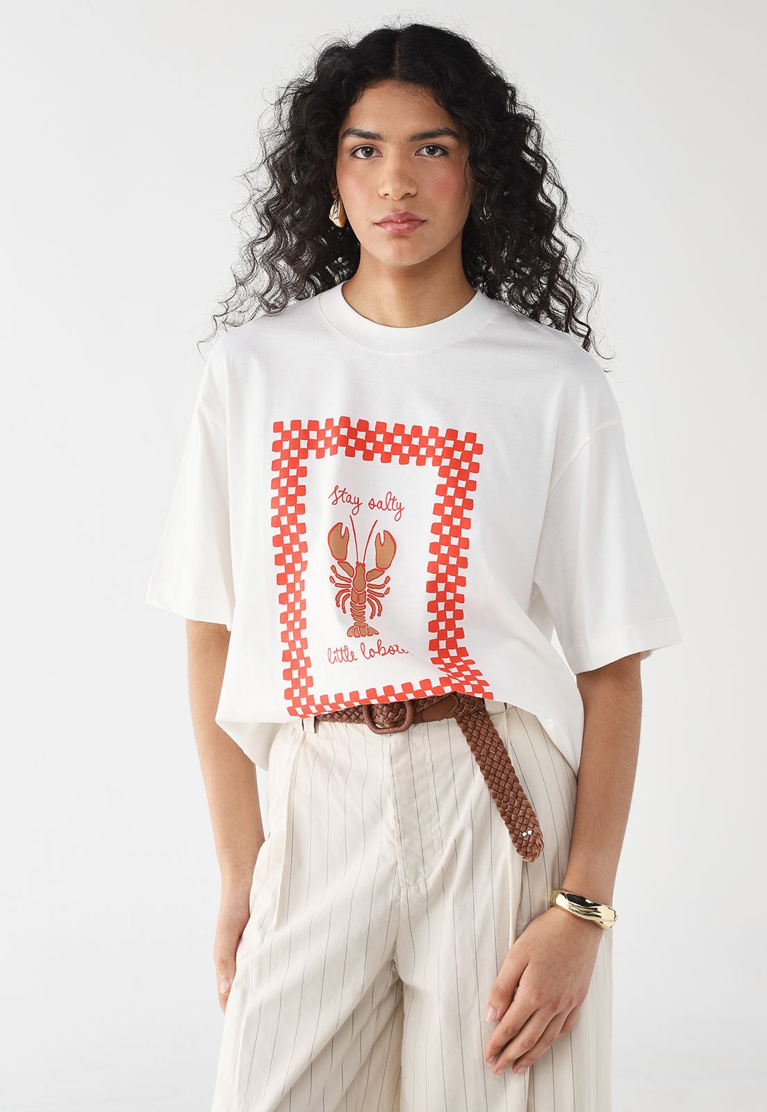 Camiseta Feminina Dress To Silk Lobster Branca