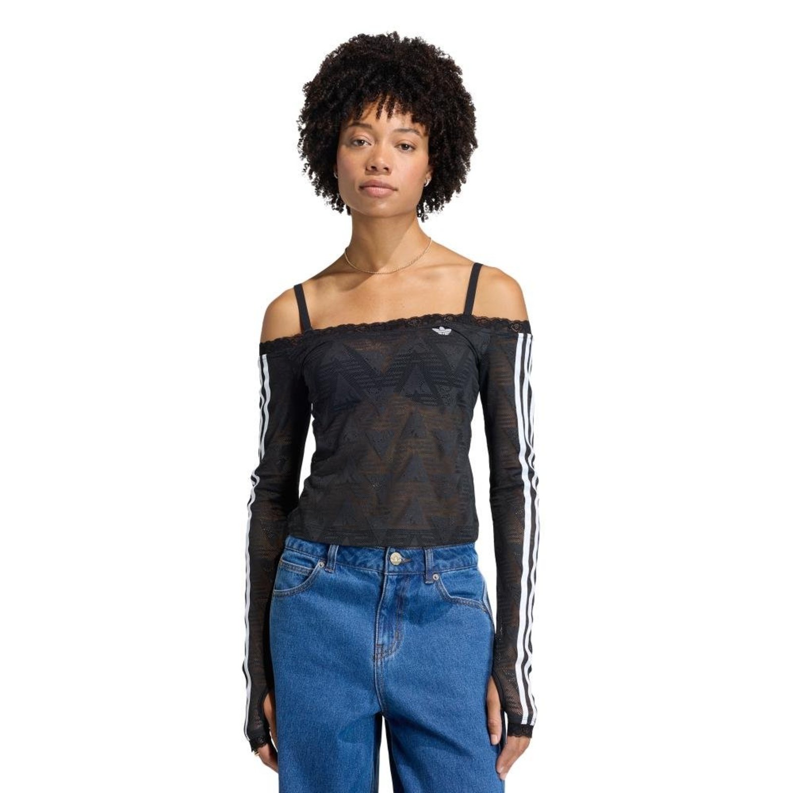 BLUSA LACE BARDOT adidas Originals Preto
