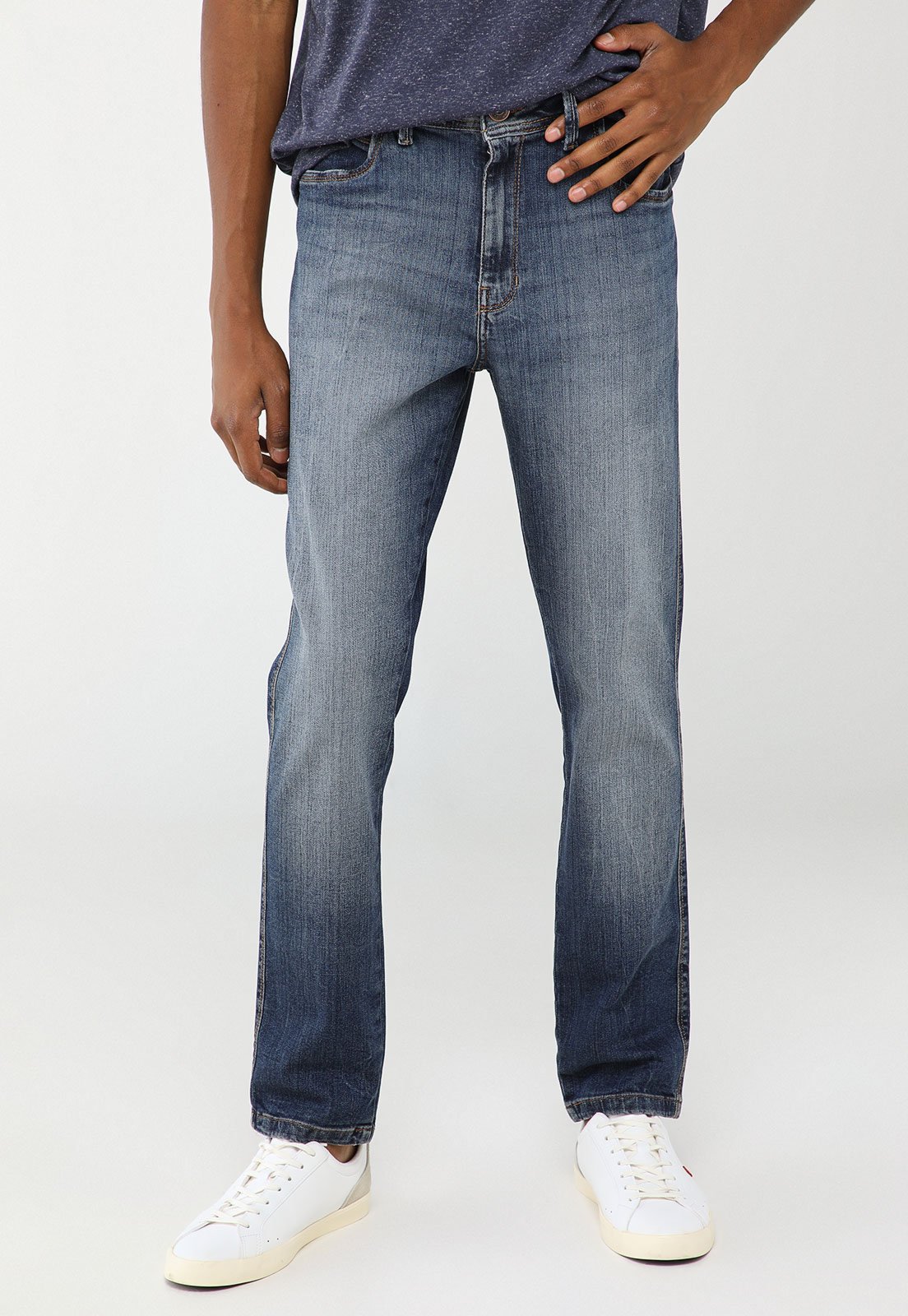 Calça Jeans Masculina Dudalina Slim Sobretinta Azul