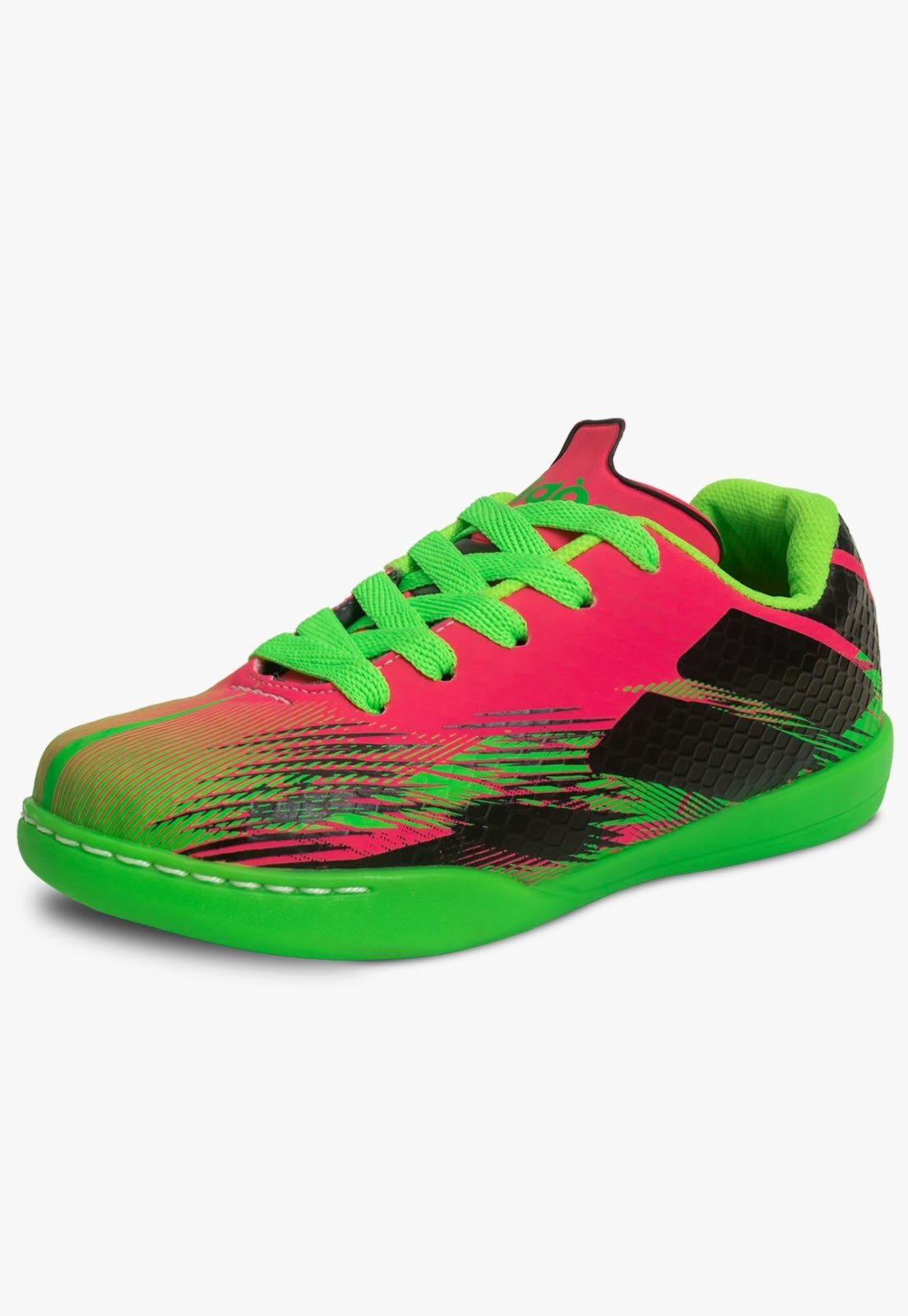 Vista 2 Infantil - Chuteira Futsal Pópidi Verde pink/verde pink Pópidí pink/verde pink
