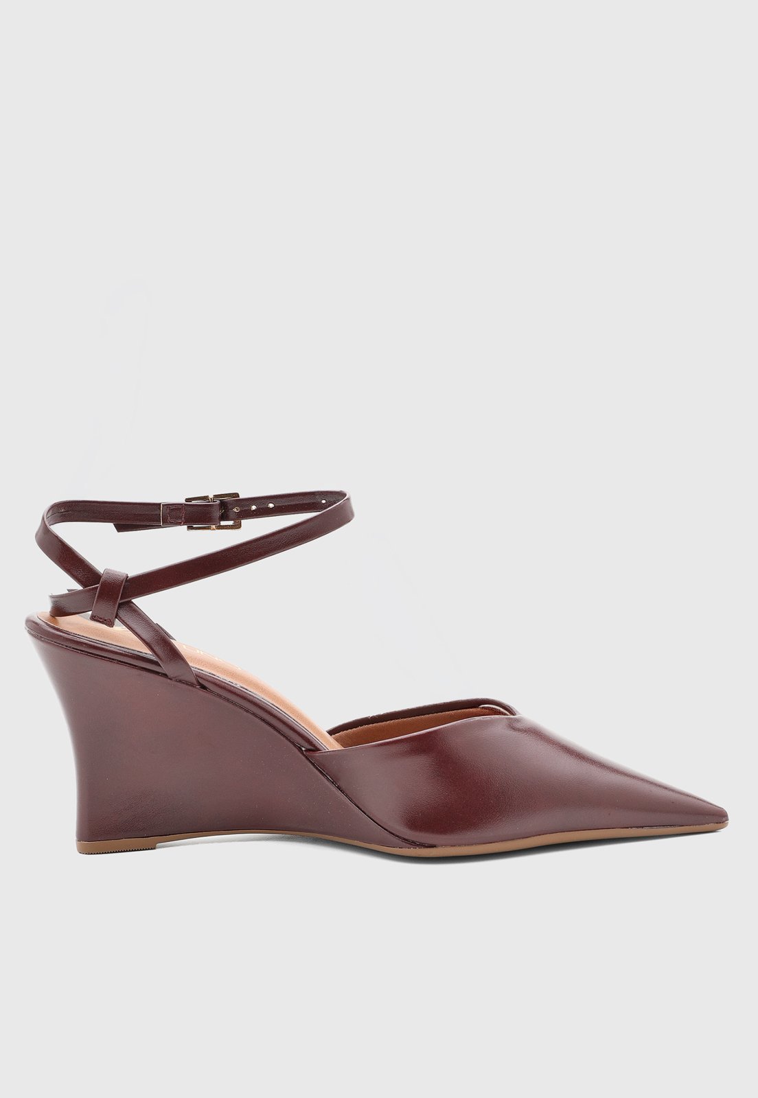 Scarpin Feminino VIA UNO Salto Alto Tira Ajustável Vinho