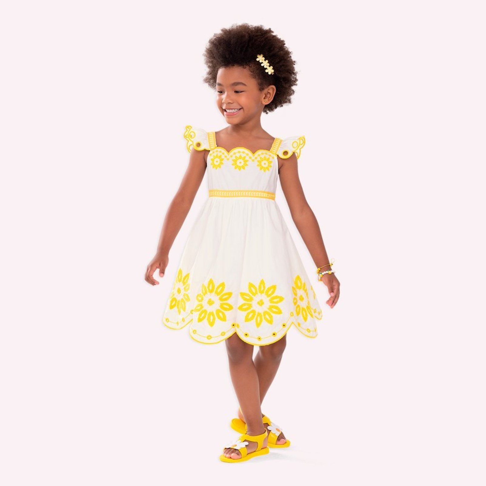 Infantil - Vestido Menina Amarelo Nanai