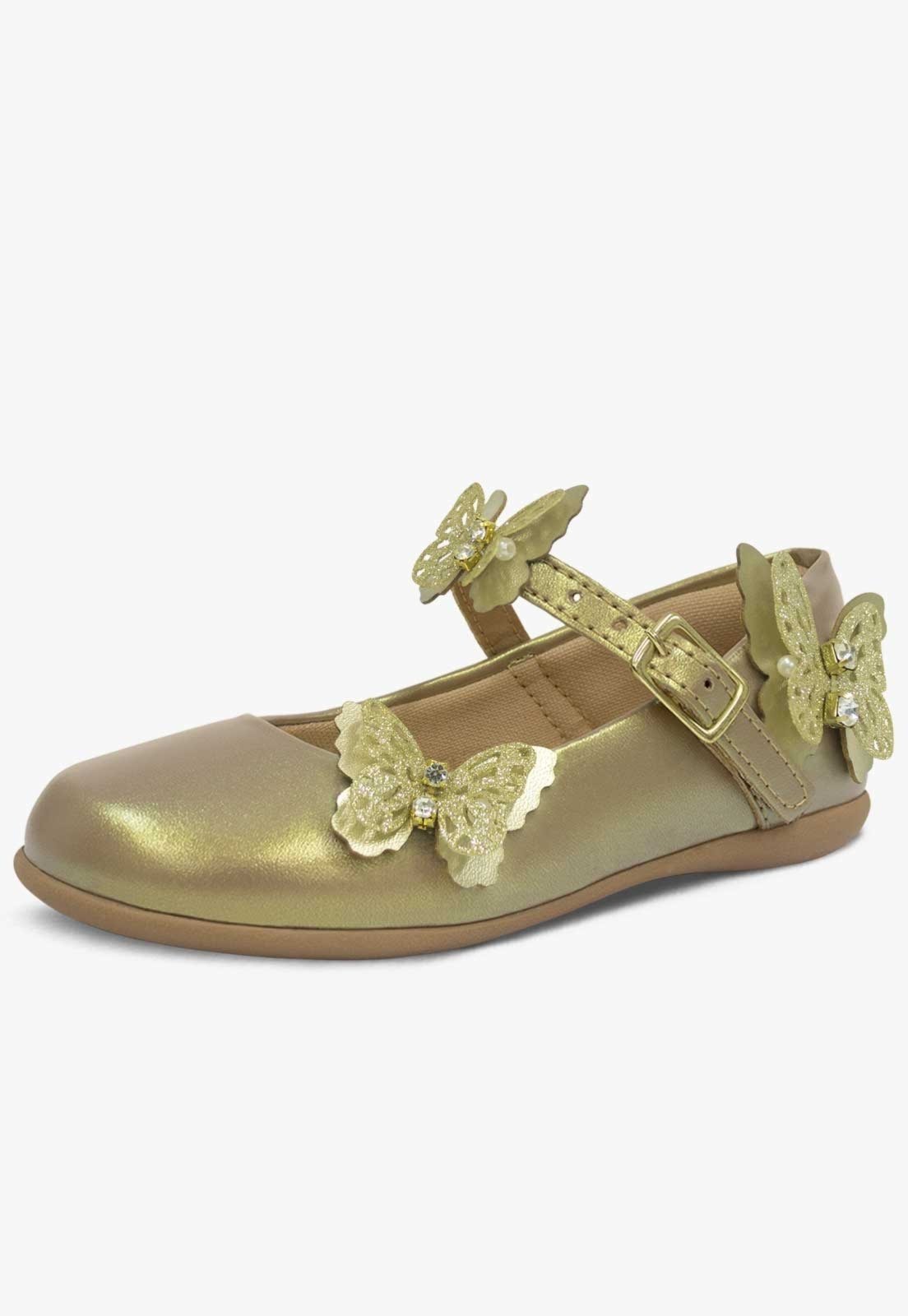 Infantil – Sapatilha Pópidi Jardim Encantado Borboletas Ouro
