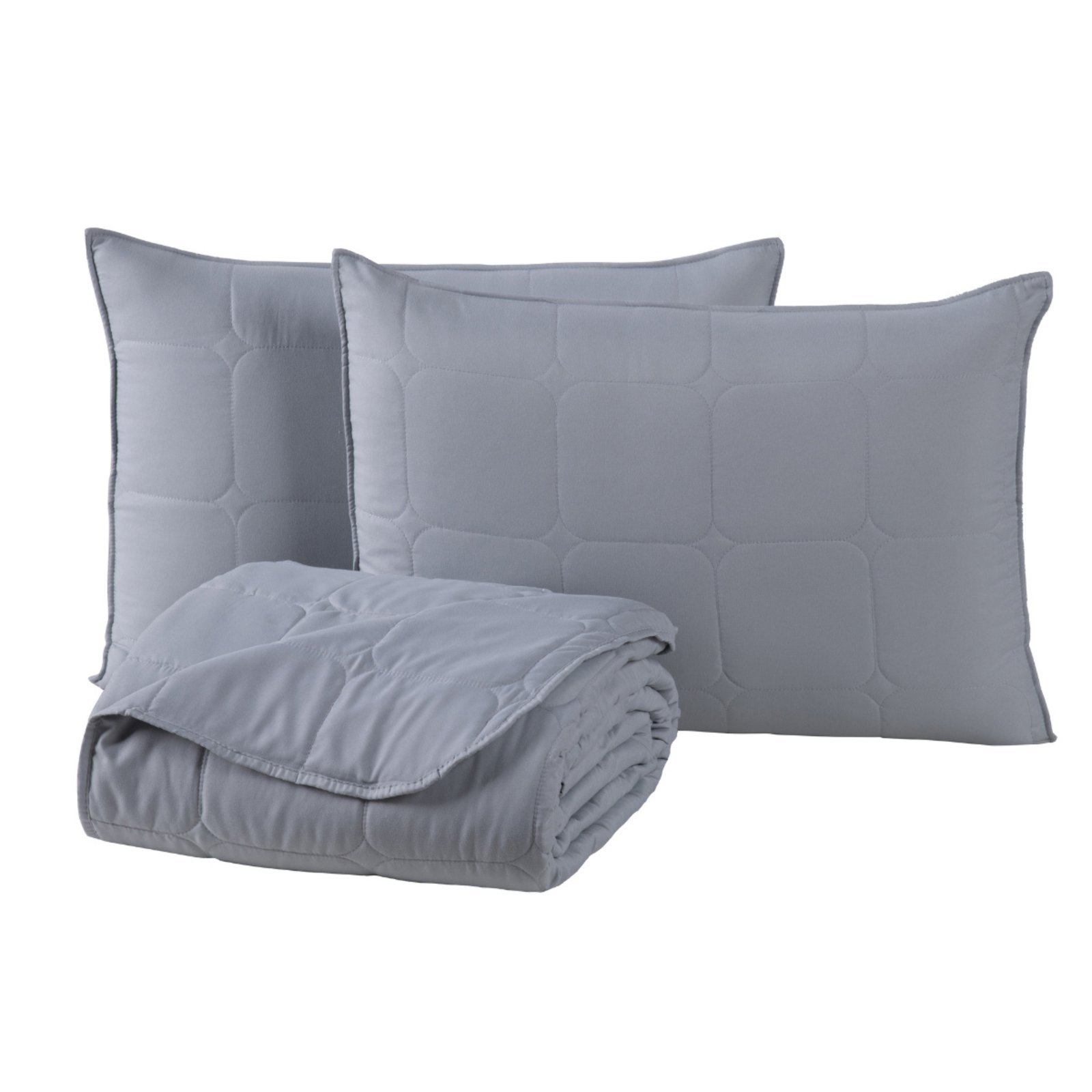 Kit Cobre Leito Colcha Casa Scarpa Speciale King Matelado Toque Acetinado 400 Fios 3 Peças Cinza
