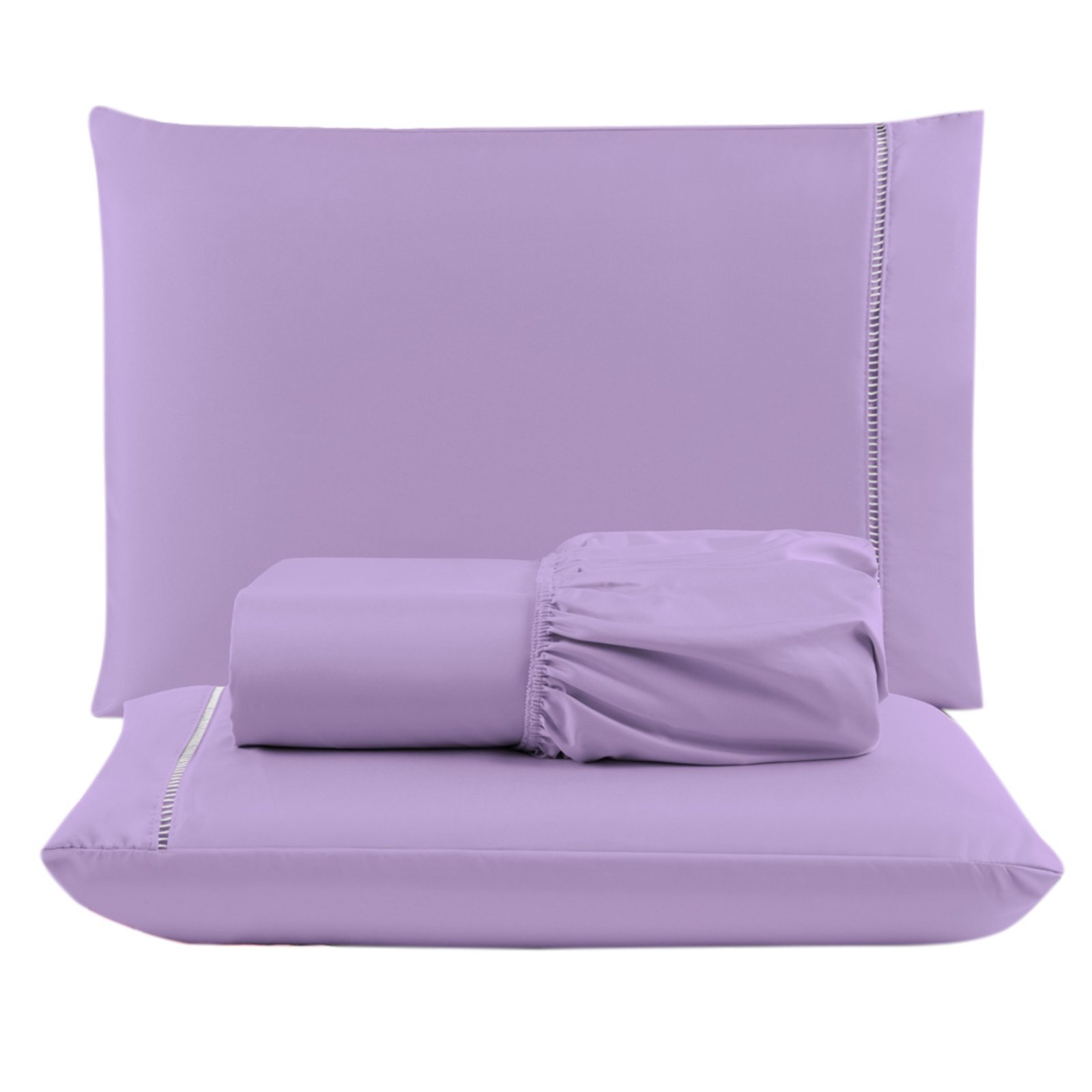 Jogo Cama Lençol Casa Scarpa Unique Queen Micro Percal 400 Fios Ponto Palito 3 Peças - Lilás