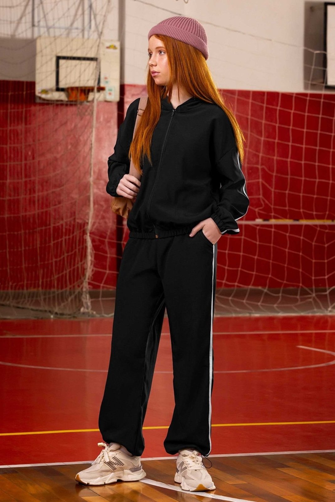 Infantil - Calça Juvenil Menina Sport Com Regulador Beats Preto