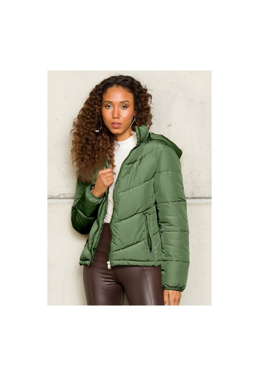 Jaqueta Rudély Puffer Capuz Verde