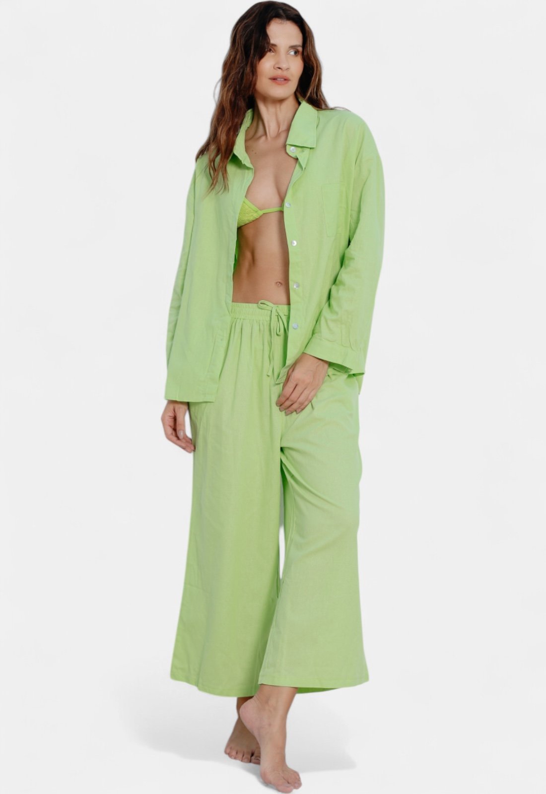 Conjunto Areia Branca Calça e Camisa Baly Verde