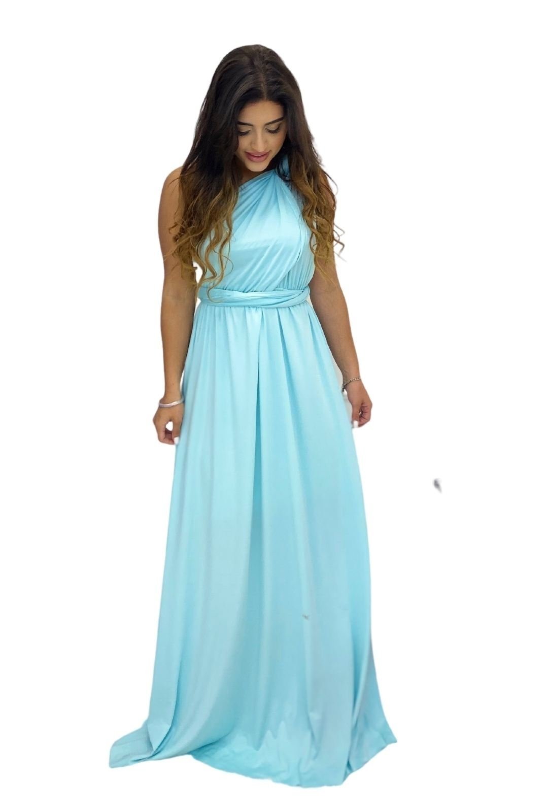 Vestido para Madrinhas e Convidadas Casamento Multiformas Longo Festa Verde Tiffany