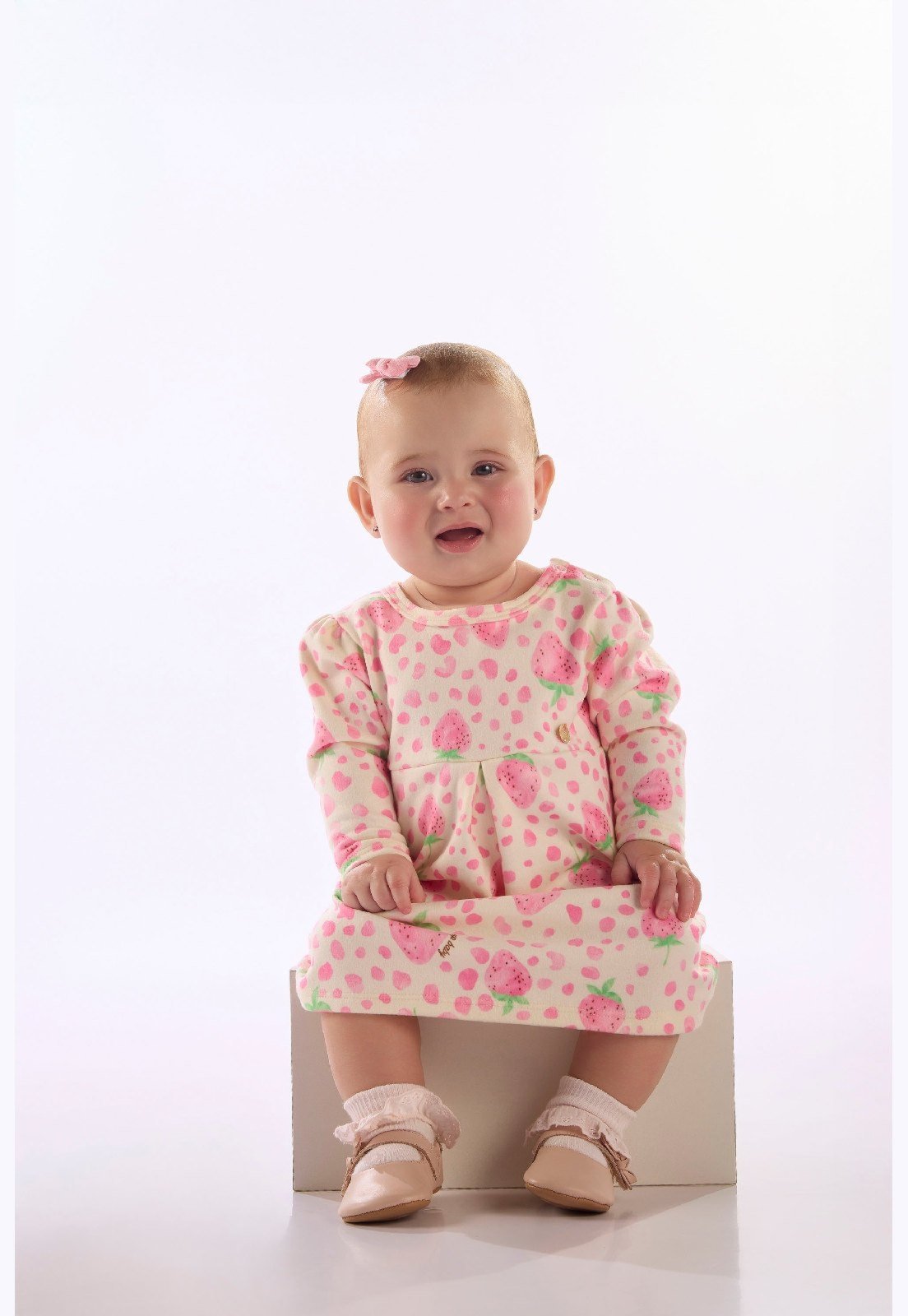 Infantil - Vestido Peluciado Morangos Up Baby Branco