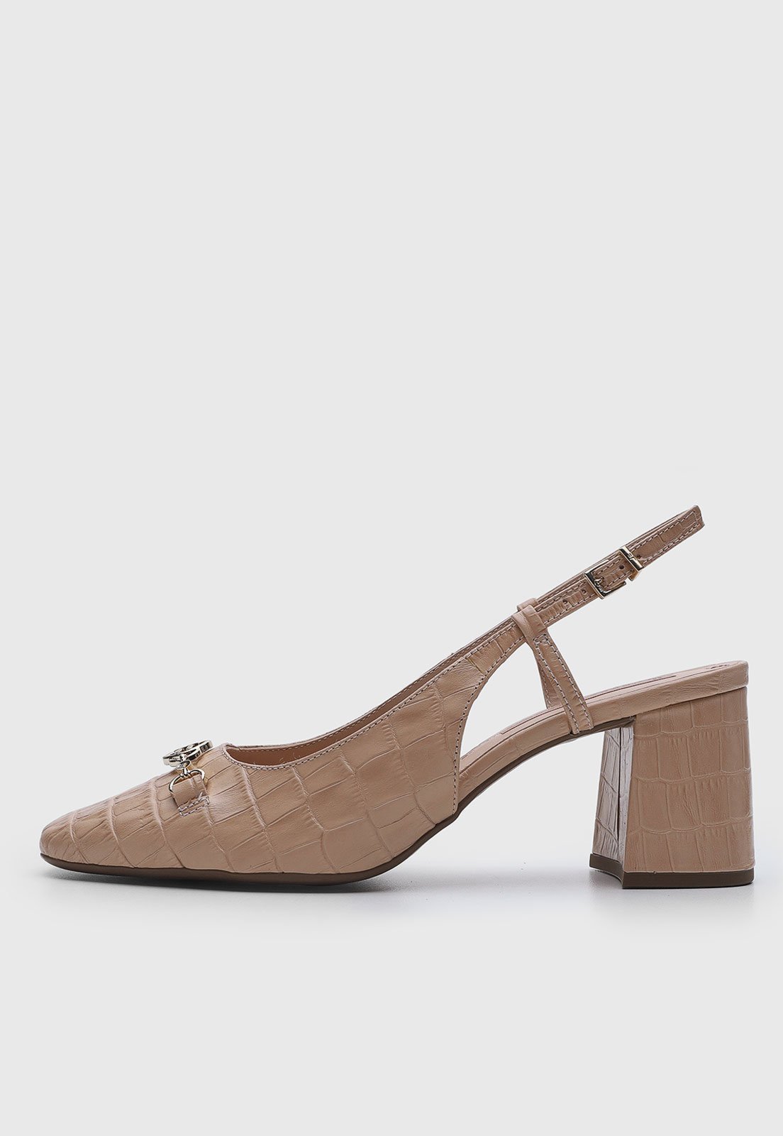 Slingback Feminino Jorge Bischoff Textura Croco Nude