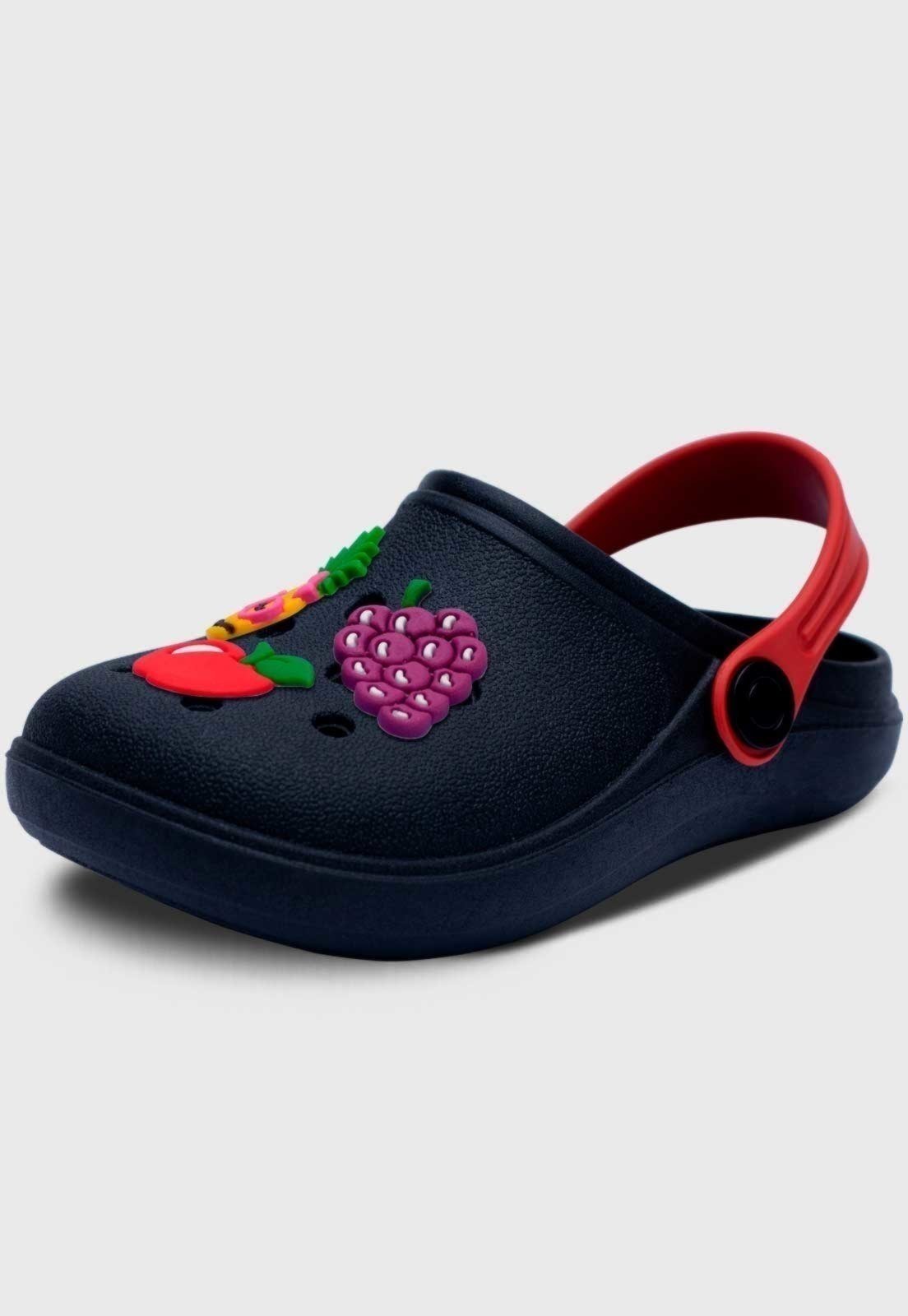 Infantil – Babuche Pópidi Menina Frutinhas Preto