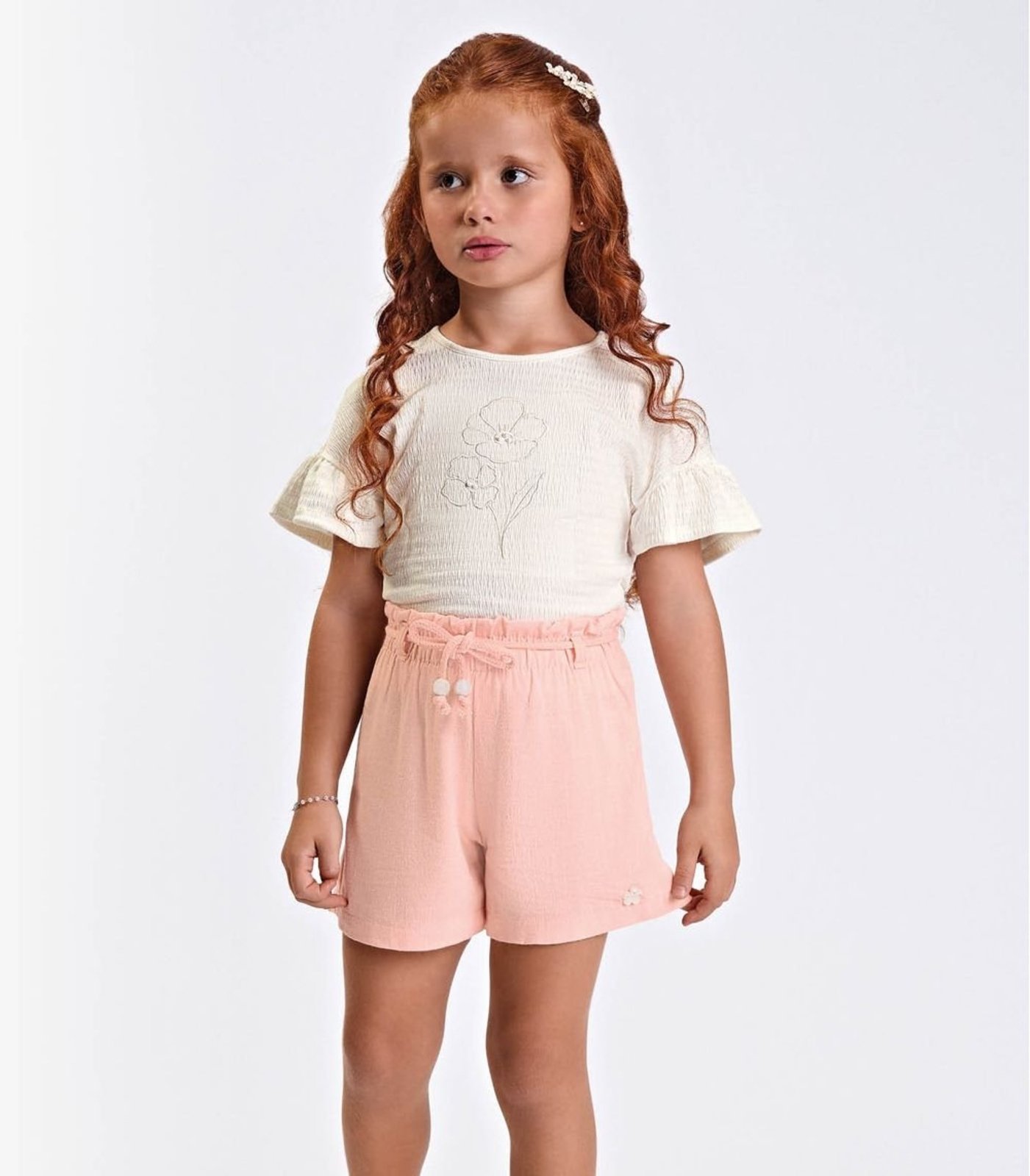 Infantil - Conjunto Verão Menina Curto Com Bordado Trick Nick Rosa