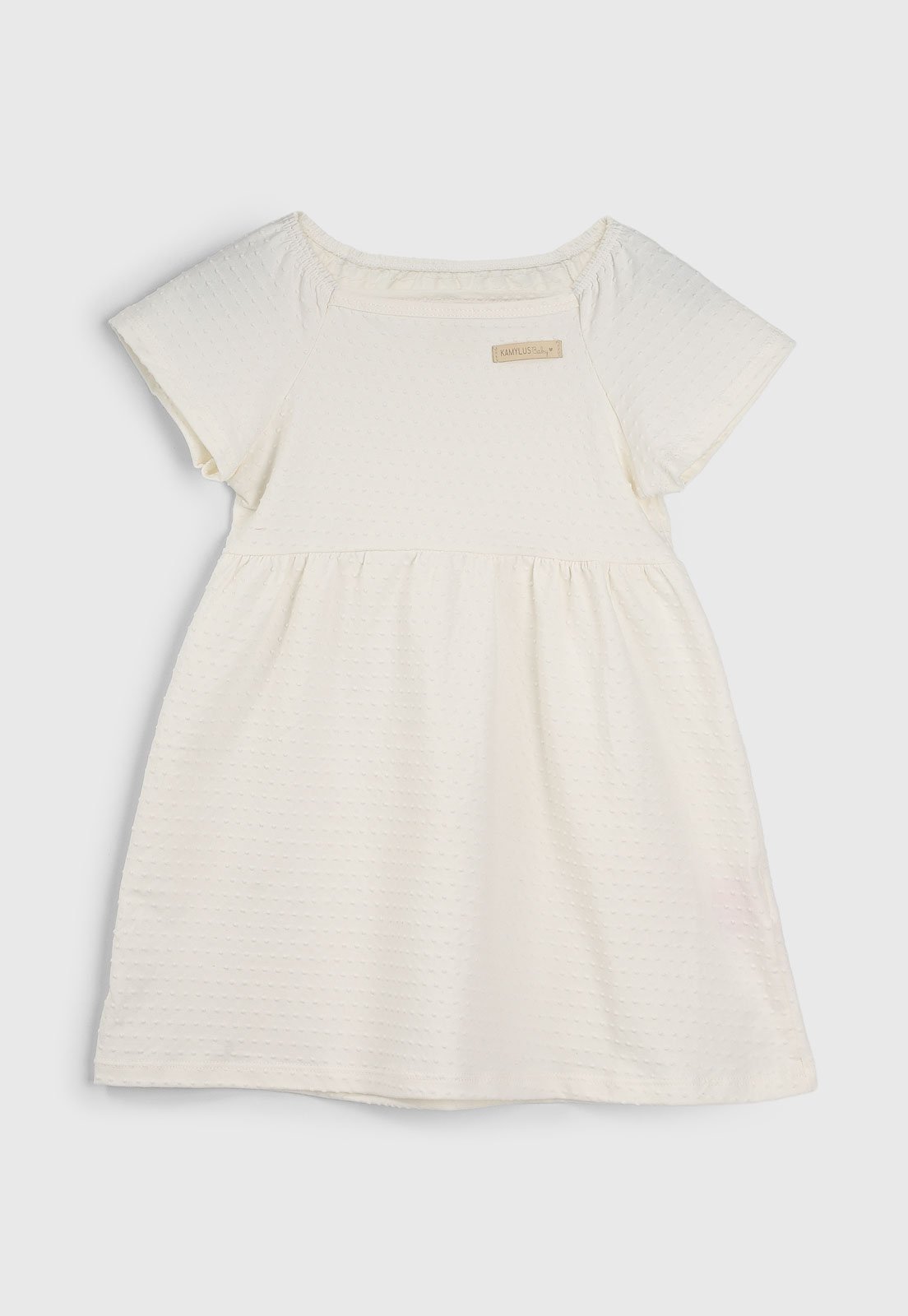 Vista 2 Vestido Kamylus Manga Curta Poá Off-White off-white white Kamylus off-white white