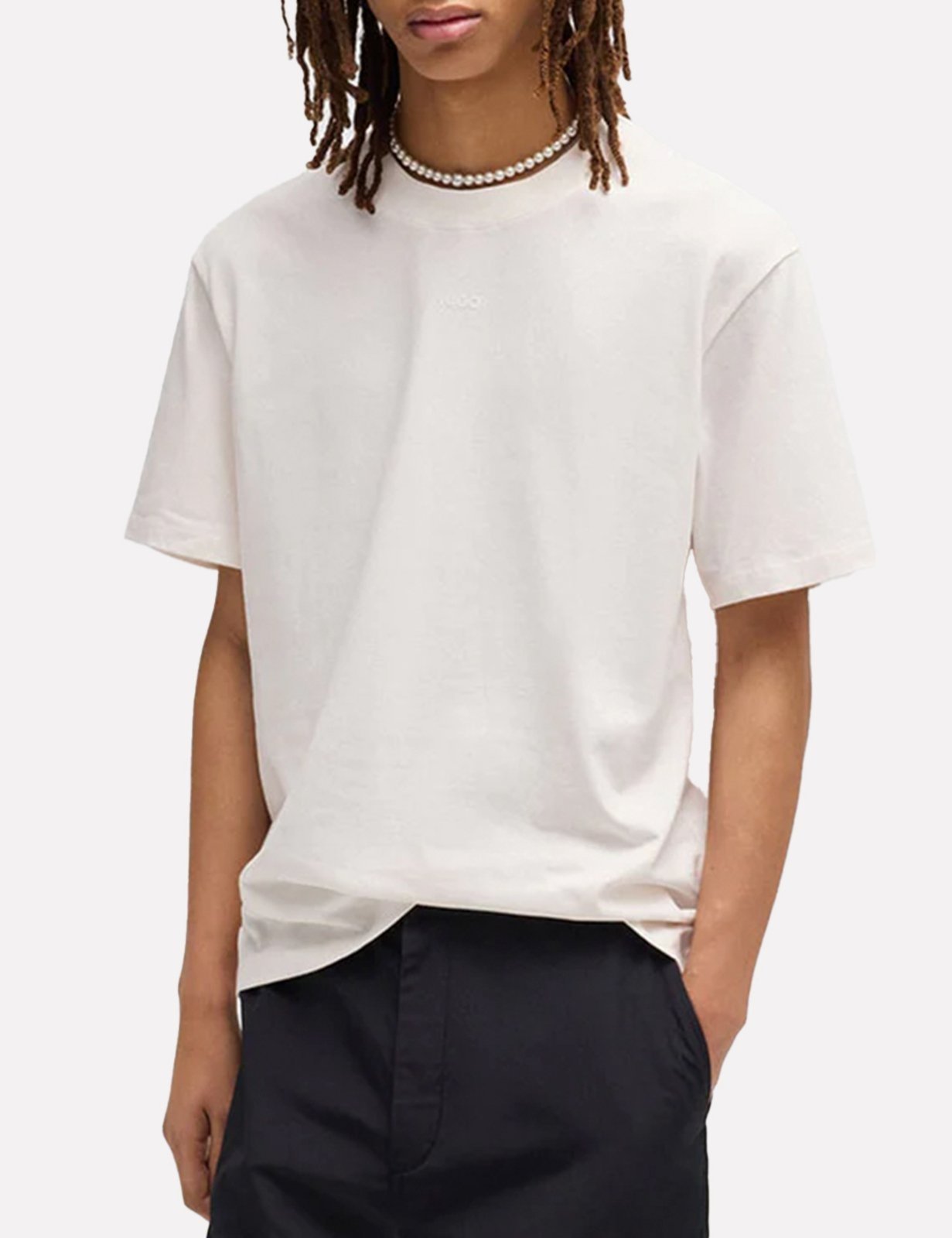 Camiseta Hugo Boss Masculina Dapolino Relaxed Fit Off White
