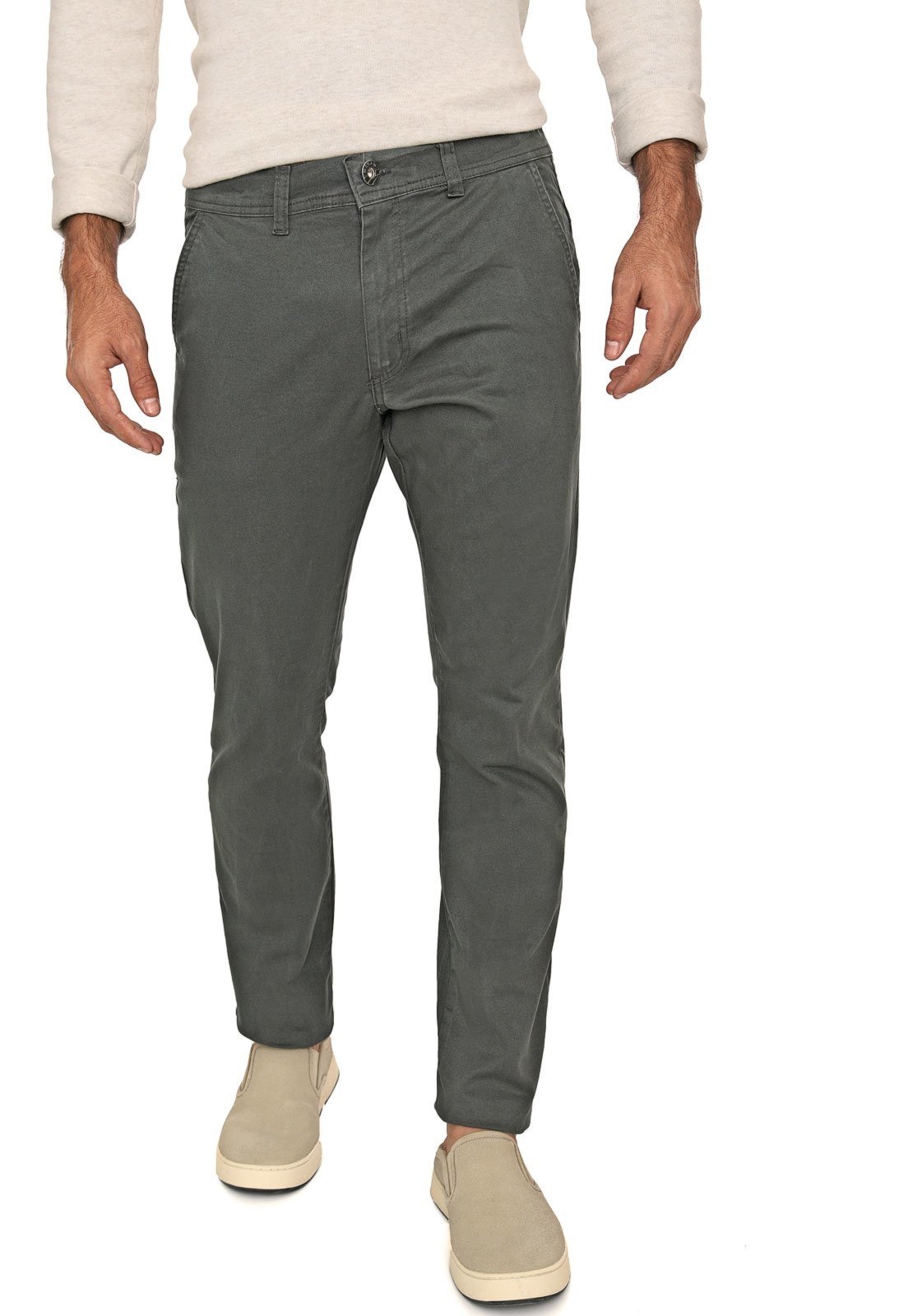 Calça Sarja Conforto Slim Fit Insert Verde Escuro