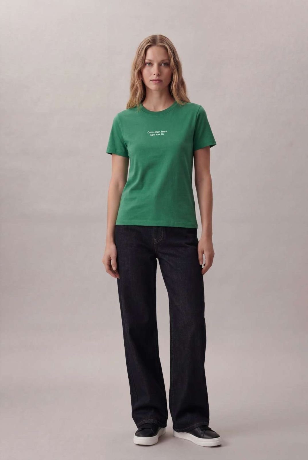 Camiseta Calvin Klein Jeans Feminino Organic New York - Verde Calvin Klein Jeans