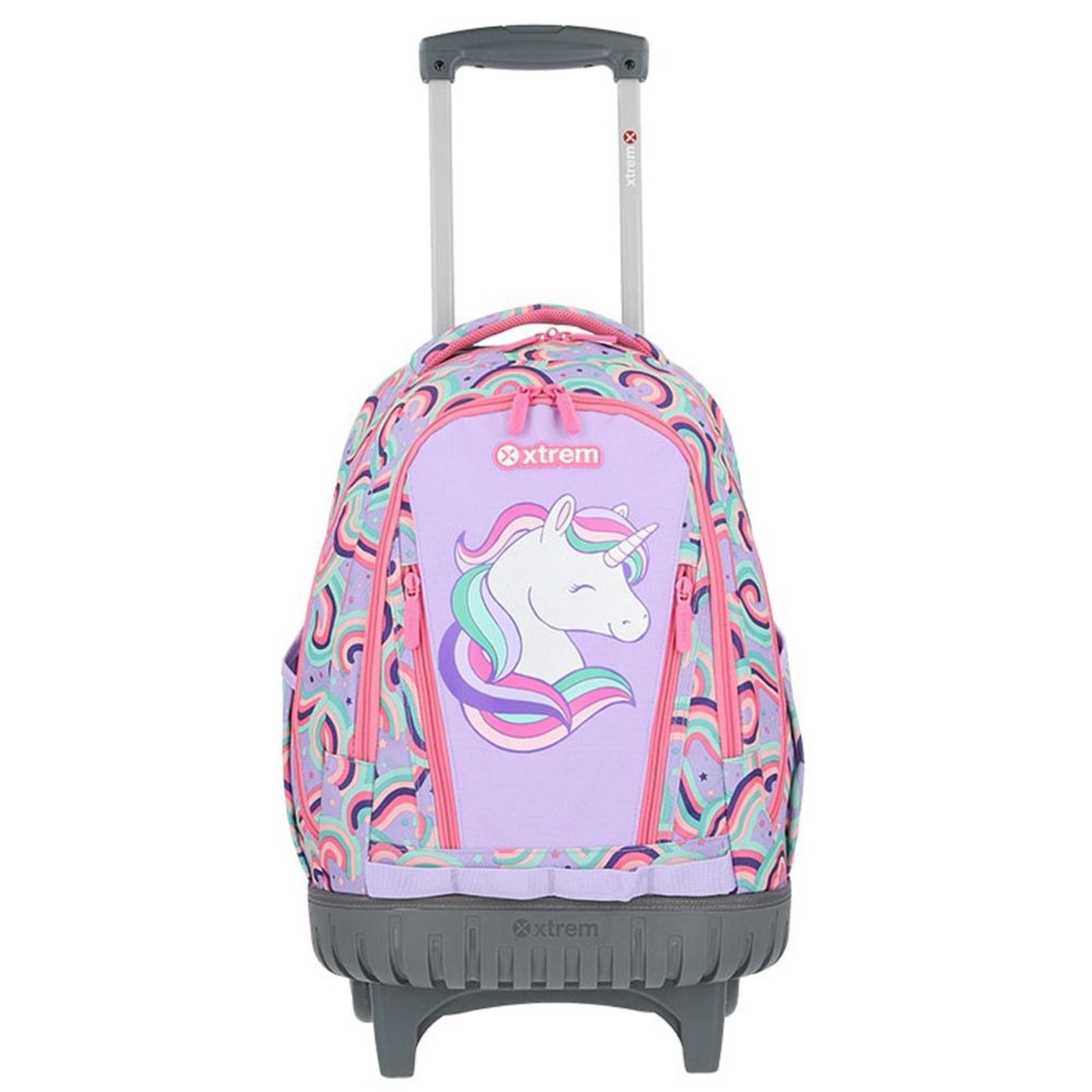 Vista 2 Infantil - Mochila Xtrem Rodinhas Escolar Trolley Cross 398 Unicórnio incolor Xtrem incolor