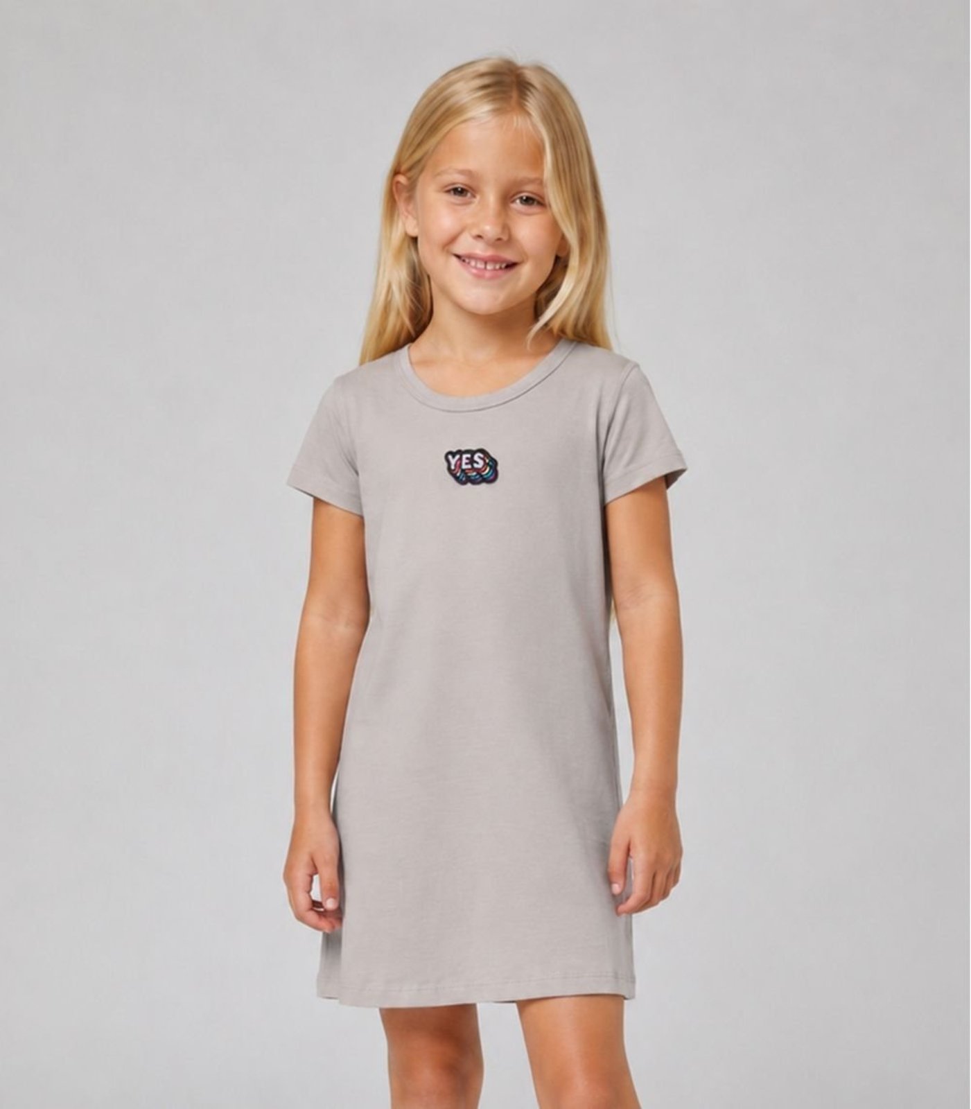 Infantil - Vestido Feminino Cotton Penteado Select Cinza