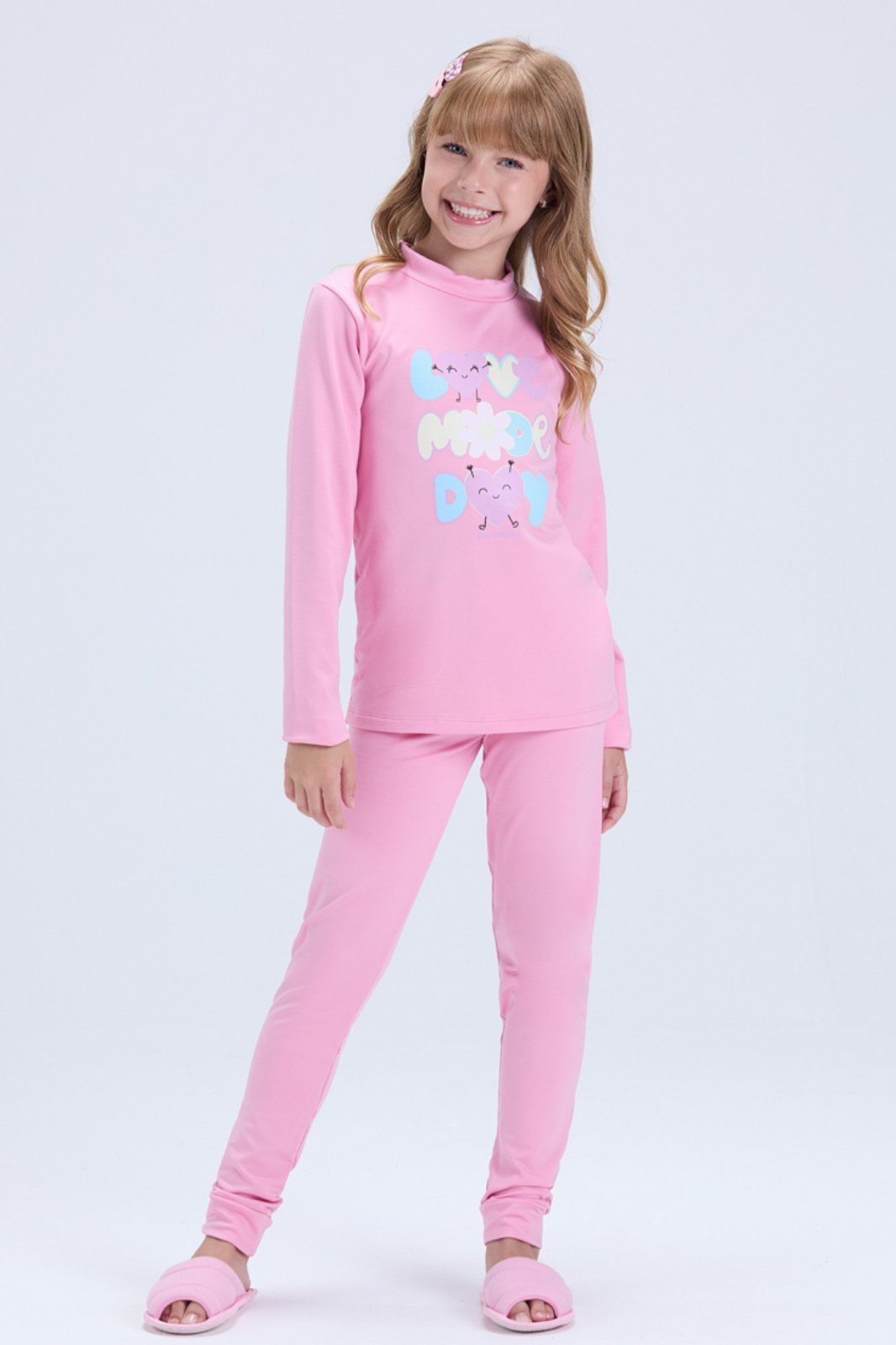 Infantil - Conjunto Térmico Feminino Brilha no Escuro Love Day