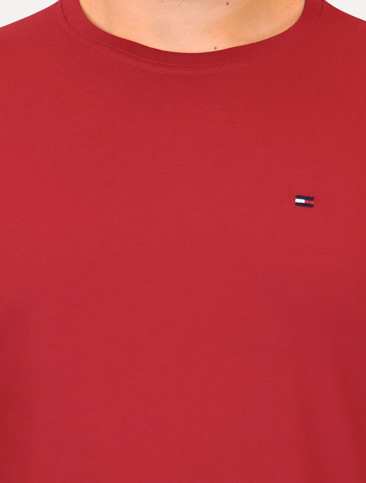 Vista 3 Camiseta Tommy Hilfiger Masculina Essential Cotton Escuro vermelho Tommy Hilfiger vermelho