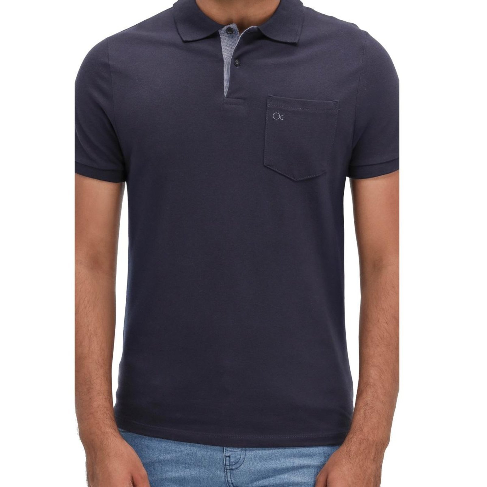 Camisa Polo Manga Curta Masculina 007000002 Slim Ogochi Marinho