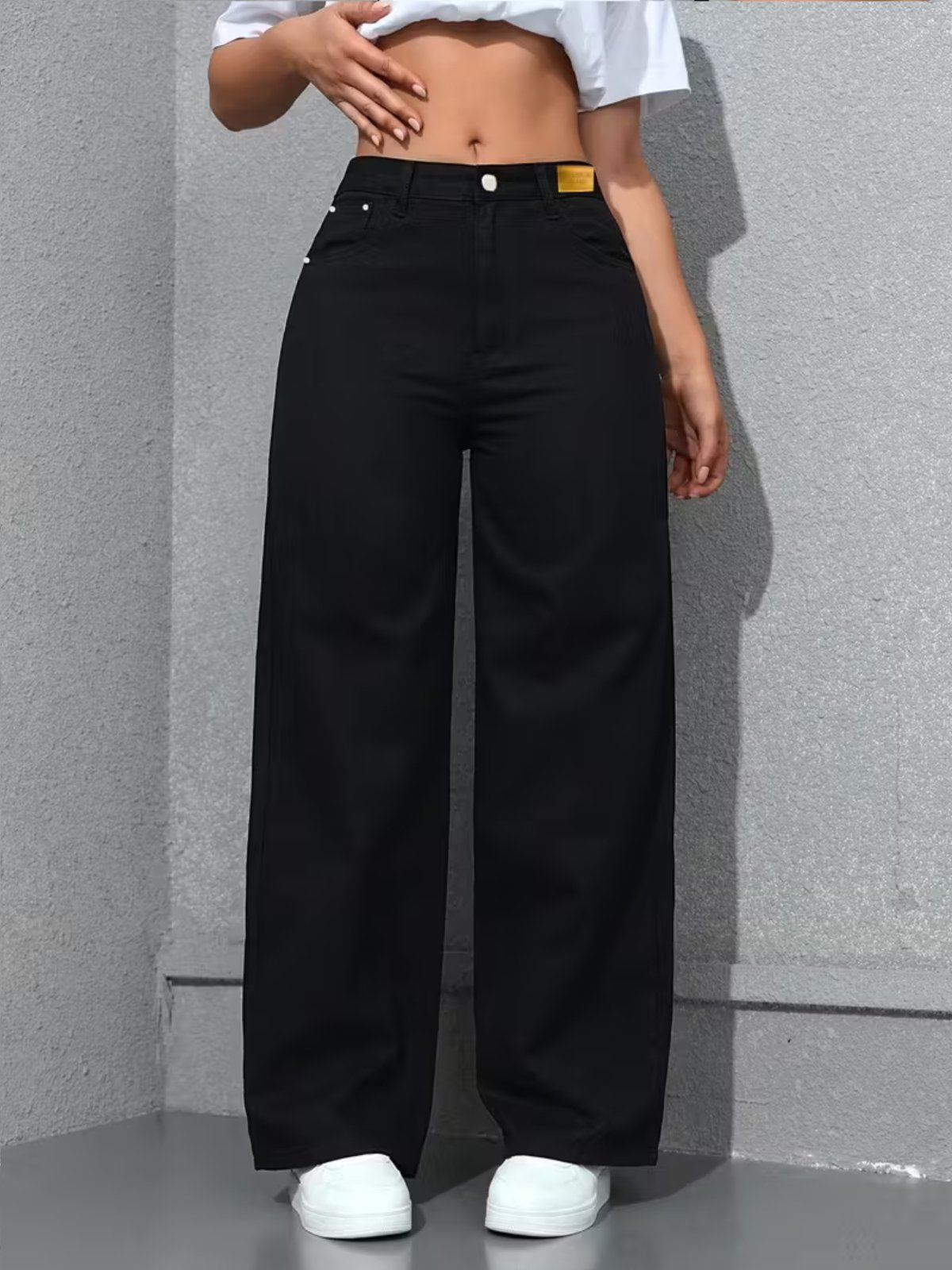 Calça Wide Leg Feminina Kovali Fashion Store Confortavel e Básica Tecido Premium Preta