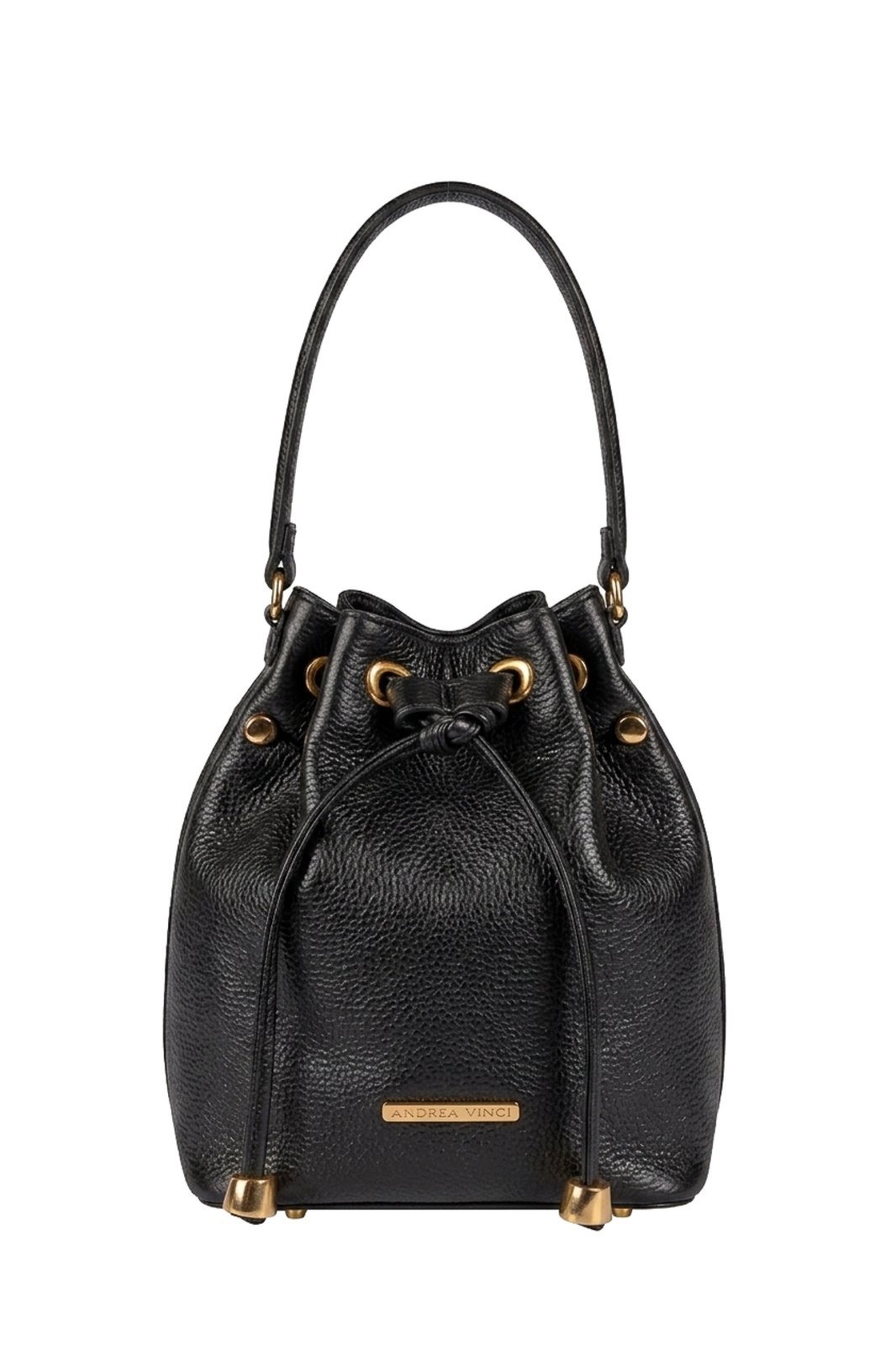 Bolsa saco em couro liso Nubia - Preto