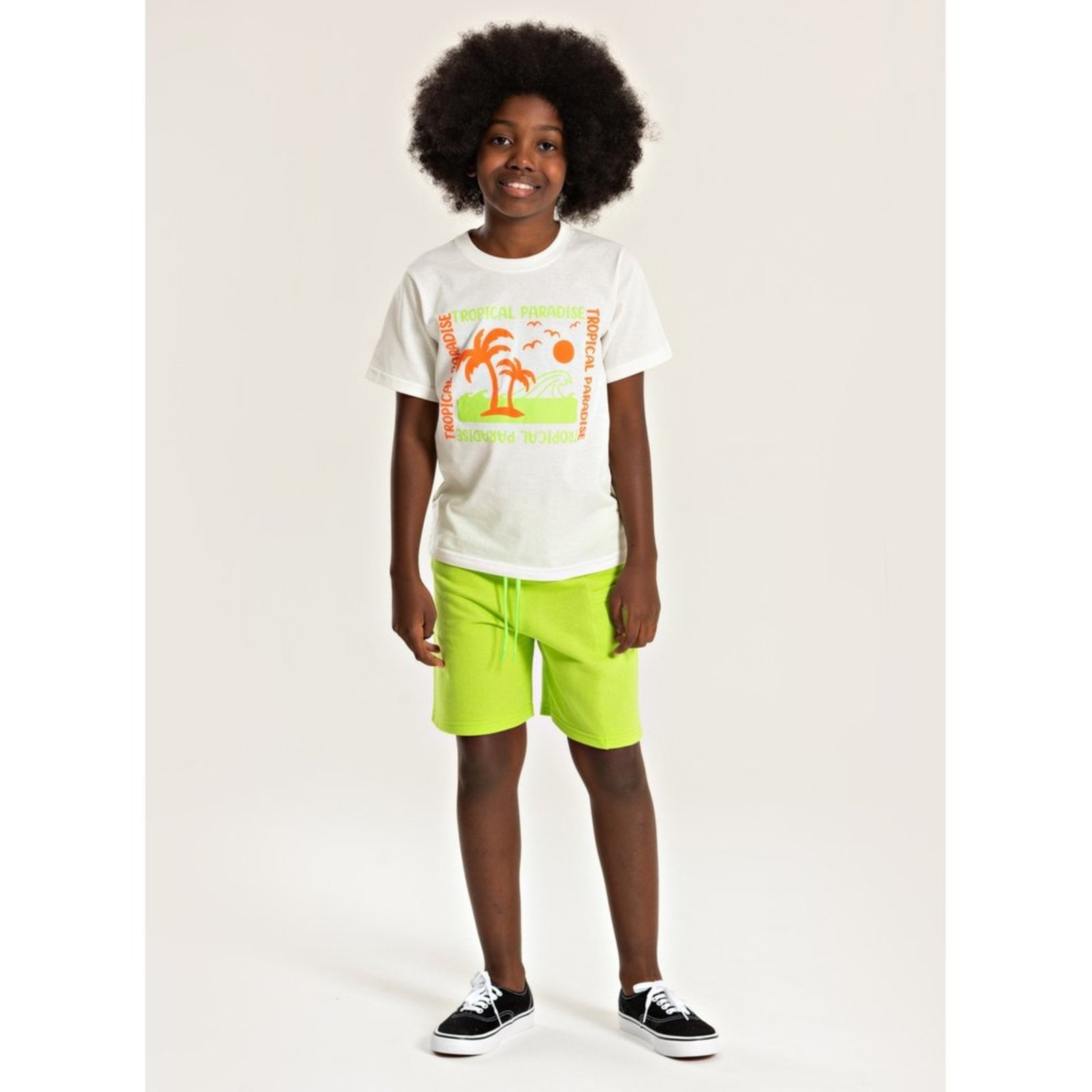Infantil – Conjunto Molekada Verão Menino Natural Camiseta e Bermuda Com Bolso Tropical Paradise