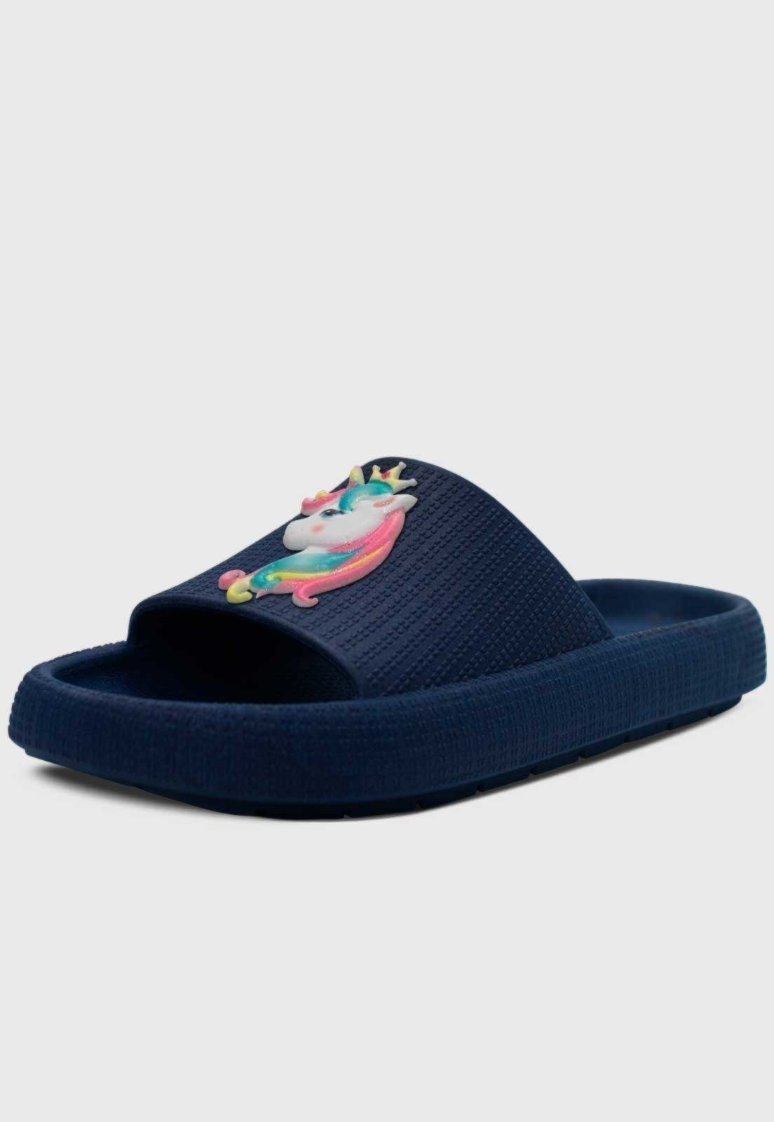 Infantil – Chinelo Nuvem Popidi Menina Unicornio Marinho