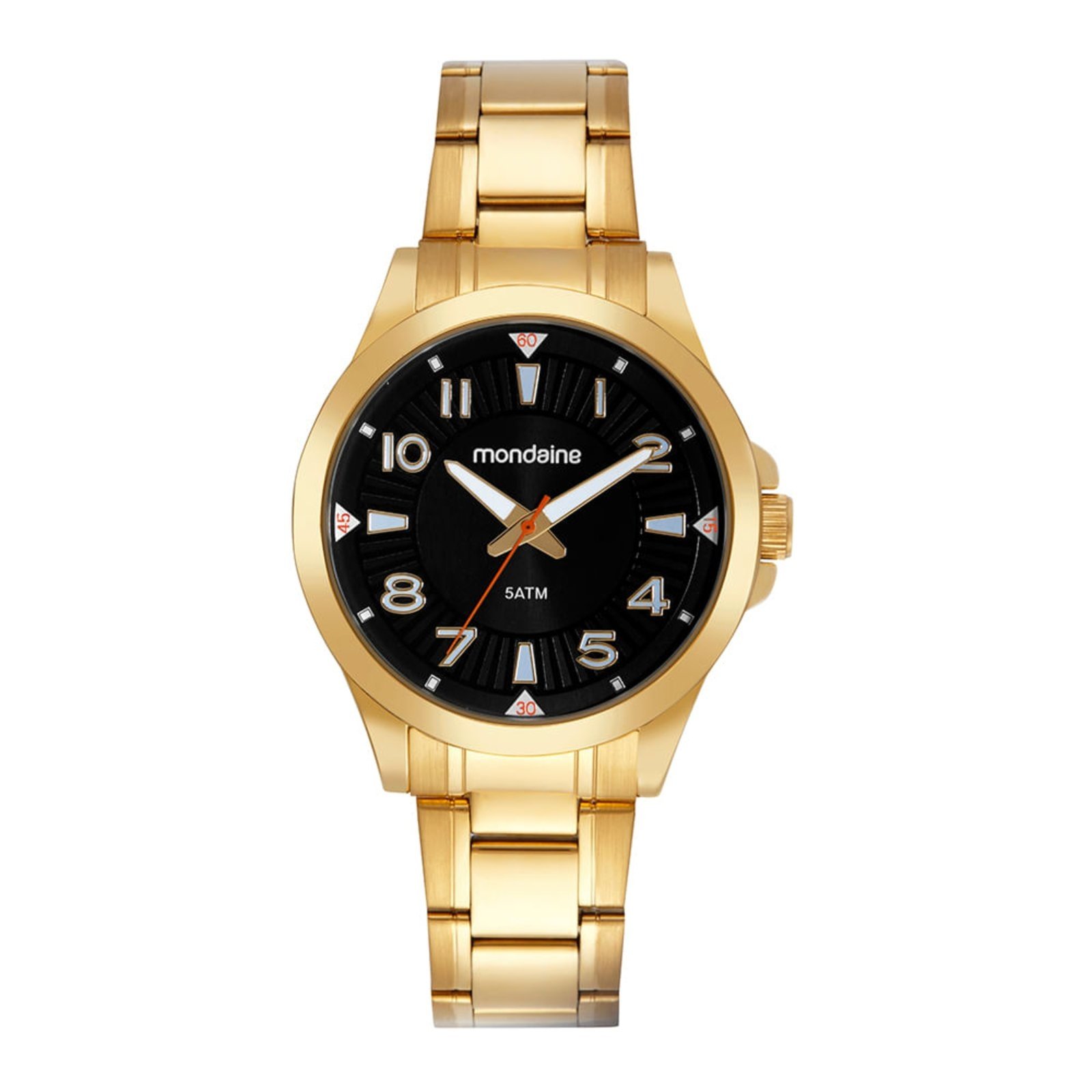 Relógio Masculino Casual Dourado Mostrador Preto Mondaine