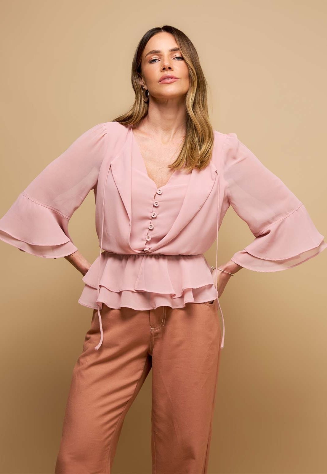 Camisa com Transparência Rosa