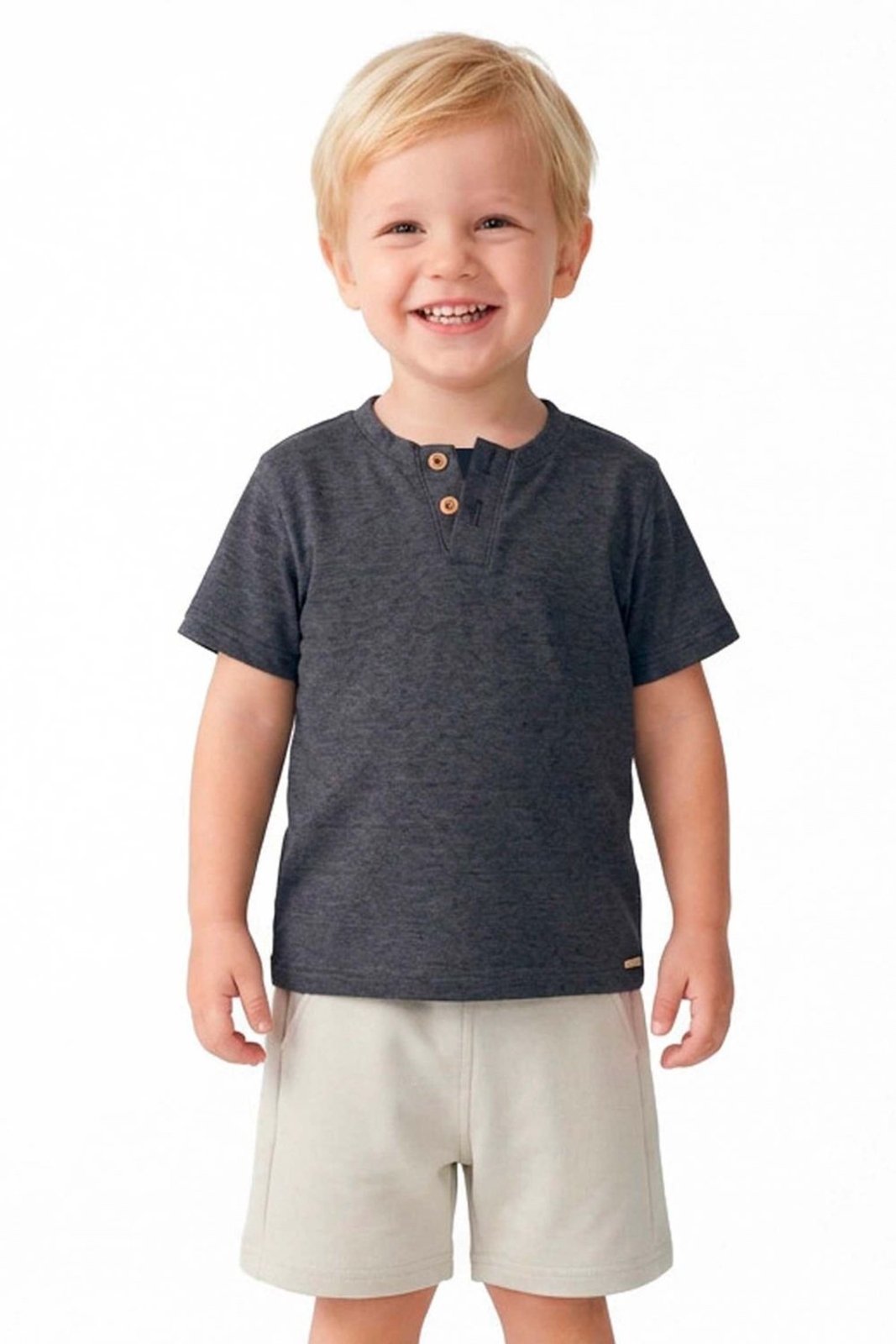 Infantil - Conjunto Menino Decote Henley Colorittá Cinza