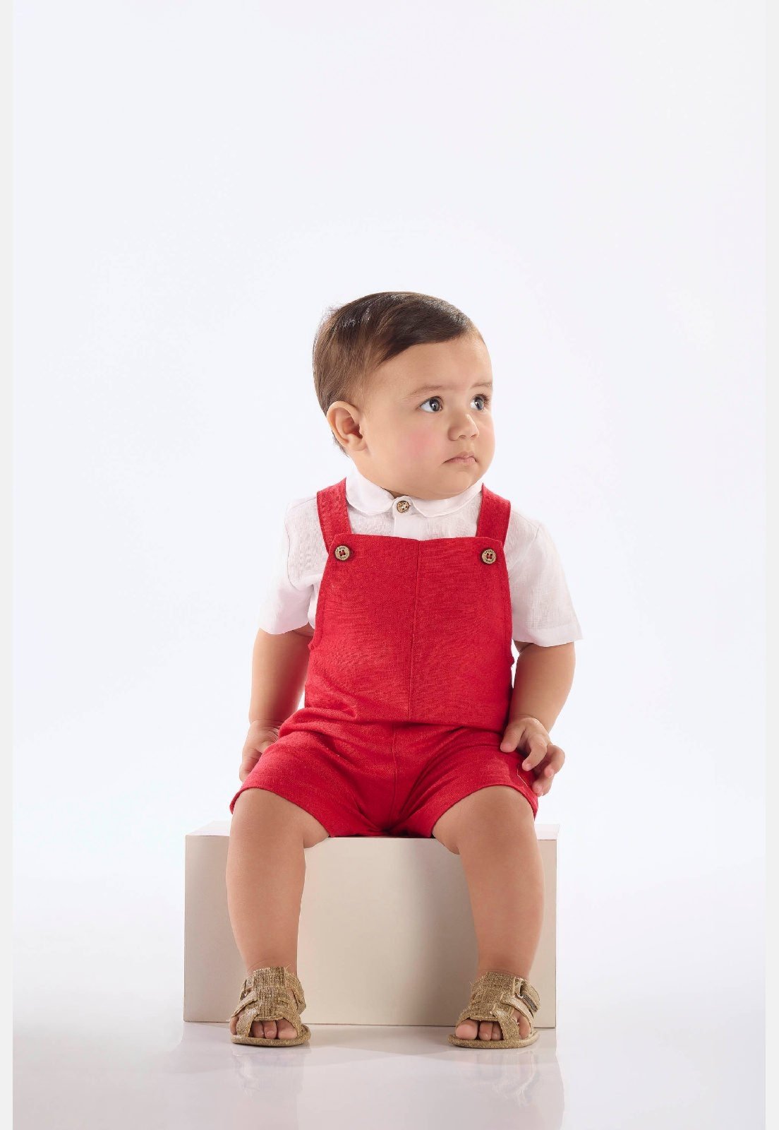 Vista 2 Infantil - Conjunto com Body e Jardineira Up Baby vermelho Up Baby vermelho