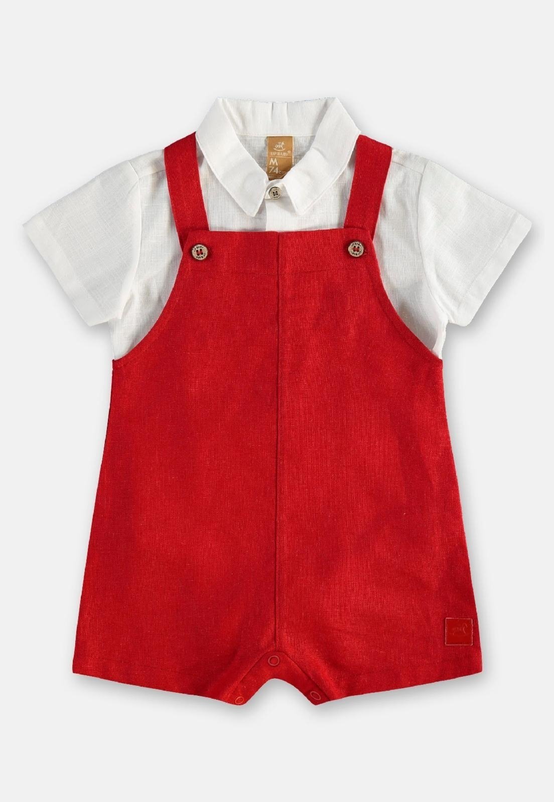 Vista 3 Infantil - Conjunto com Body e Jardineira Up Baby vermelho Up Baby vermelho