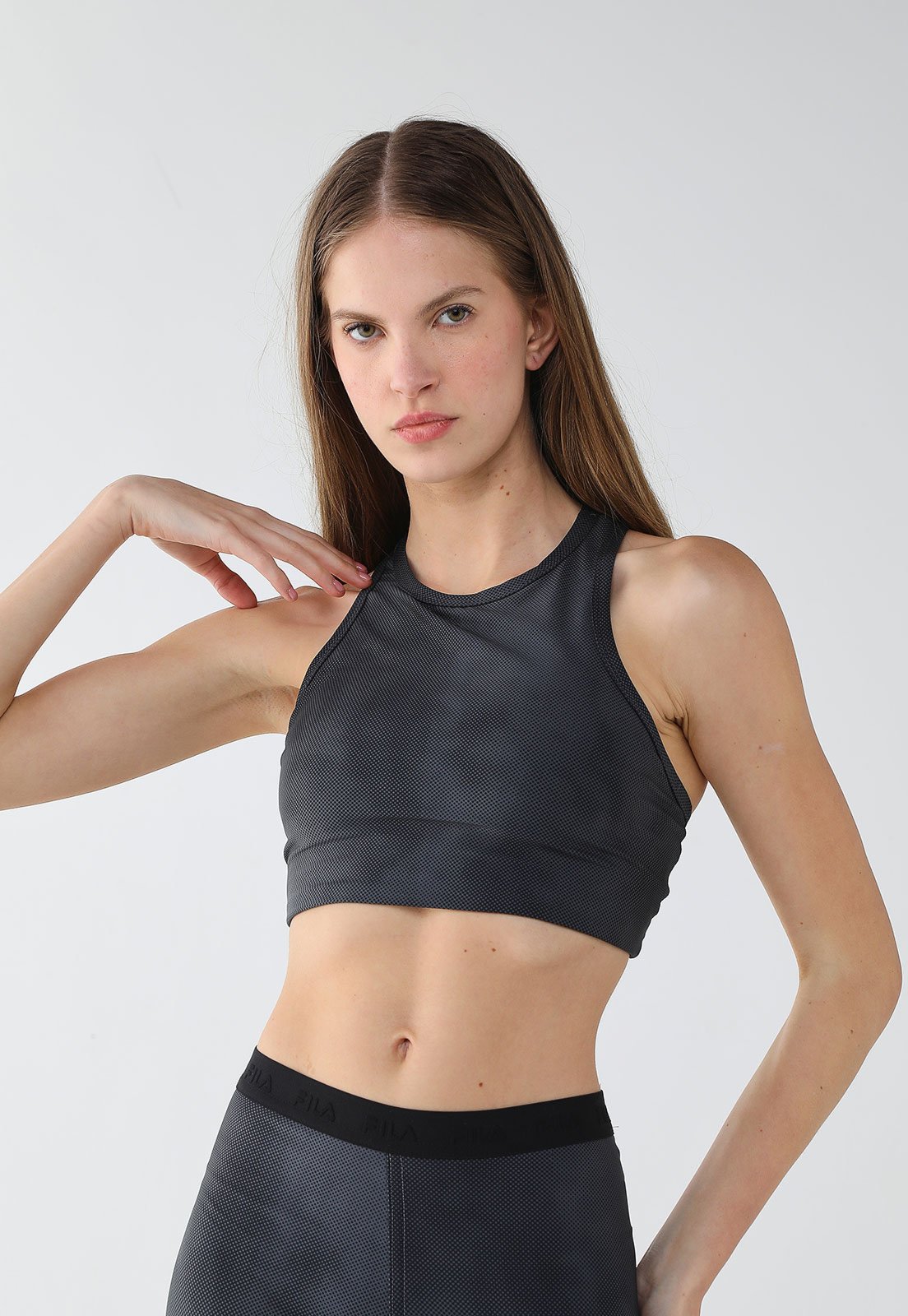 Top Feminino Fila Train Long Elastic II Grafite