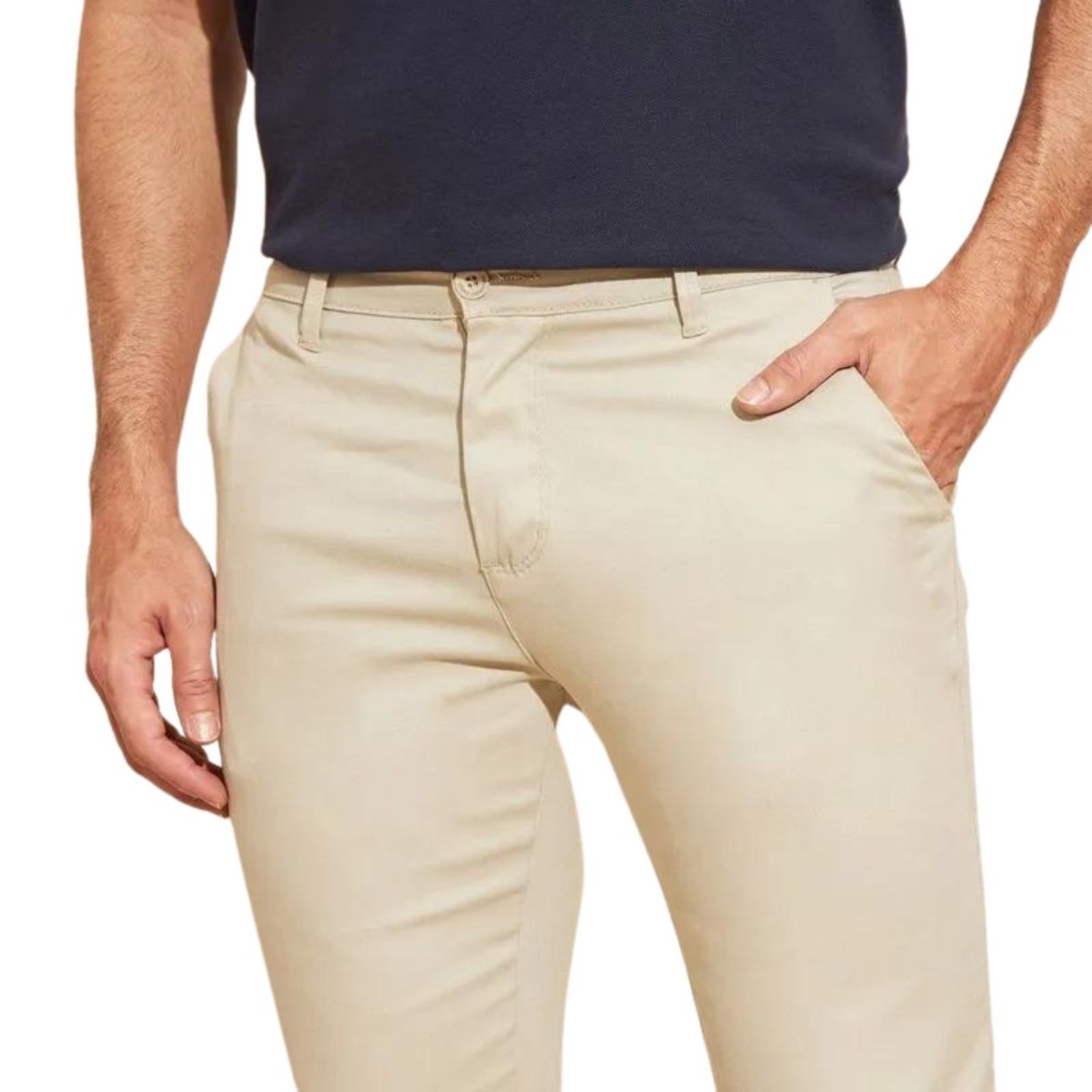 Calça de Sarja FMF Chino Com Bolso Traseiro Embutido Areia