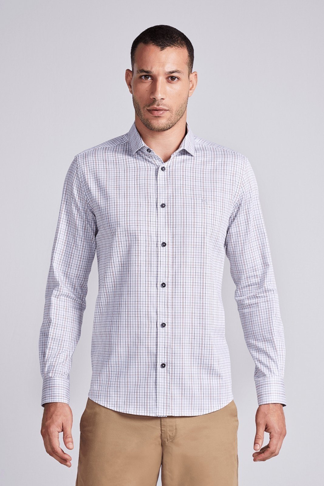 HIGHSTIL Camisa Slim Fit Listrada - Branco